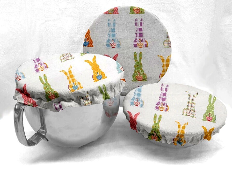 Easter Bunnies Reusable Fabric Bowl and Casserole Pan Covers (3 Options)