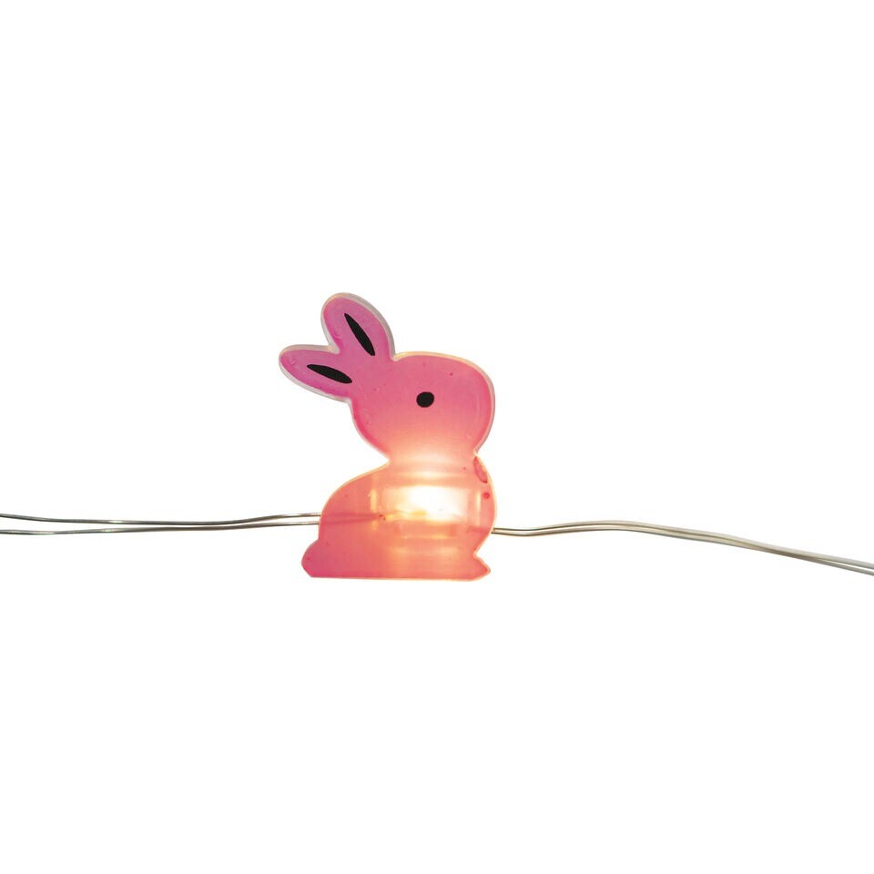 20 LED Perfect Holiday Battery Operated String Light Easter Pink Bunny