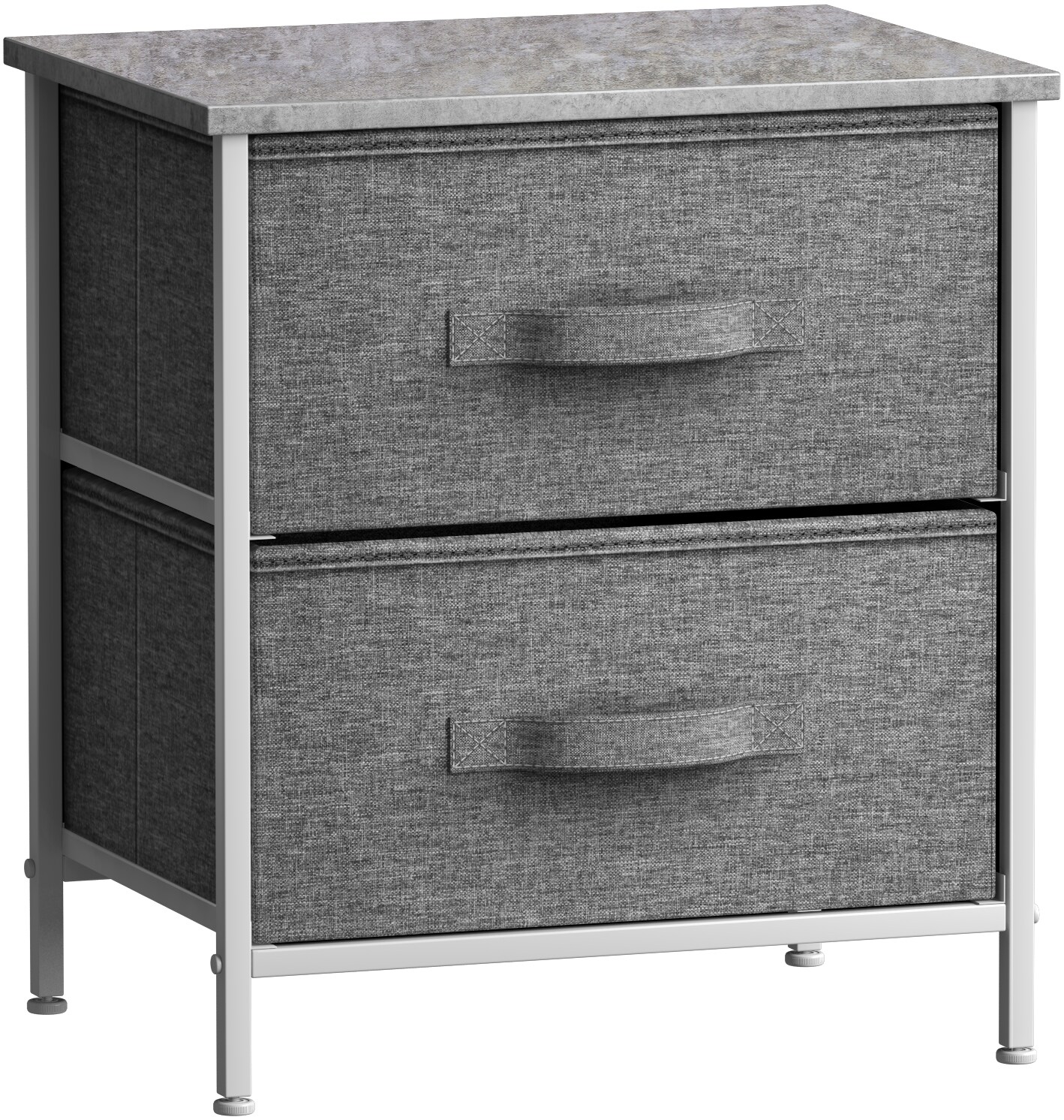 Sorbus Nightstand with 2 Drawers - Steel Frame, Wood Top & Easy Pull Fabric Bins - Great for Home, Bedroom, Office & College Dorm