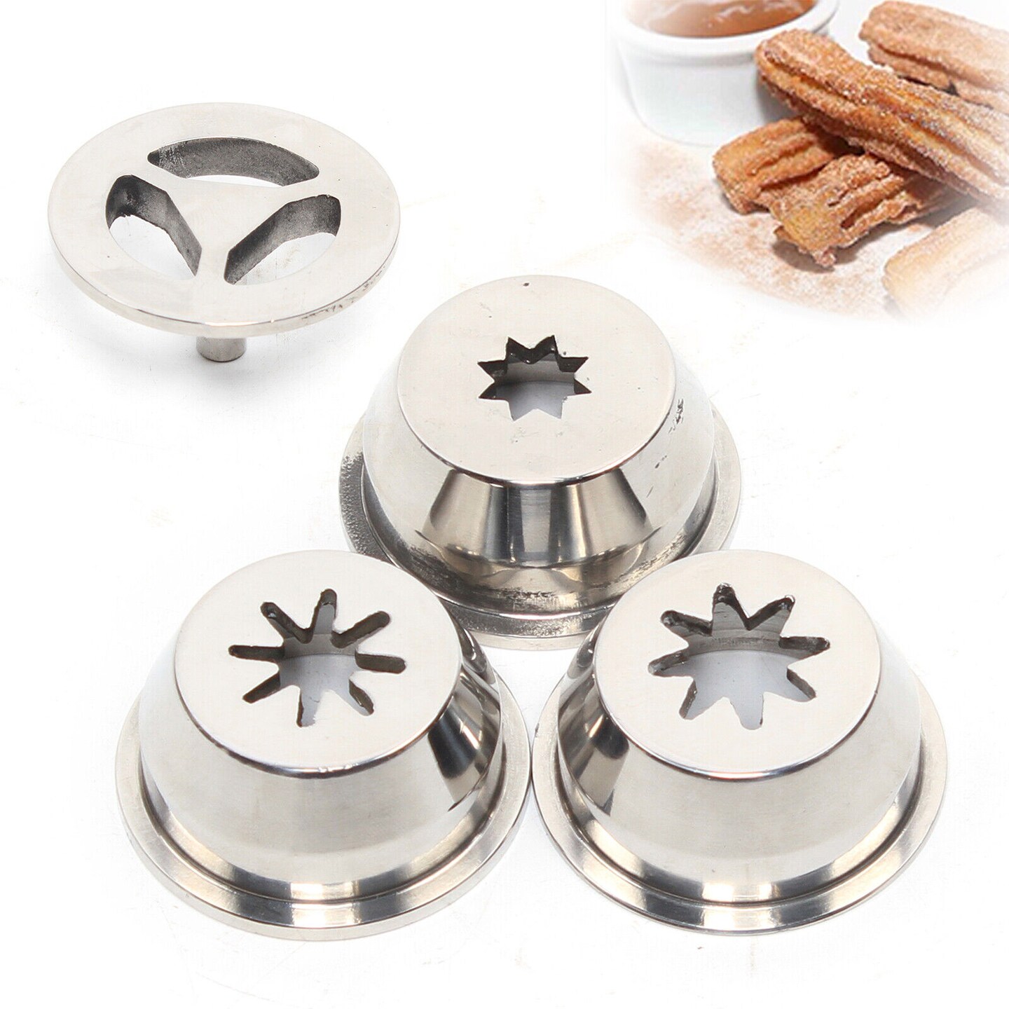 Kitcheniva 4 Stainless Steel Churrera Churros Machine Nozzle fit 8/15/24mm