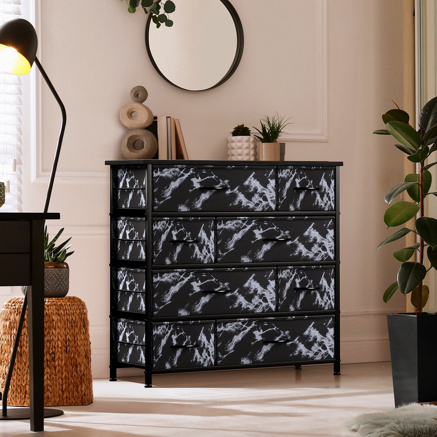 Sorbus Dresser with 8 Drawers - Storage Chest Organizer with Steel Frame, Wood Top, Handles, Fabric Bins