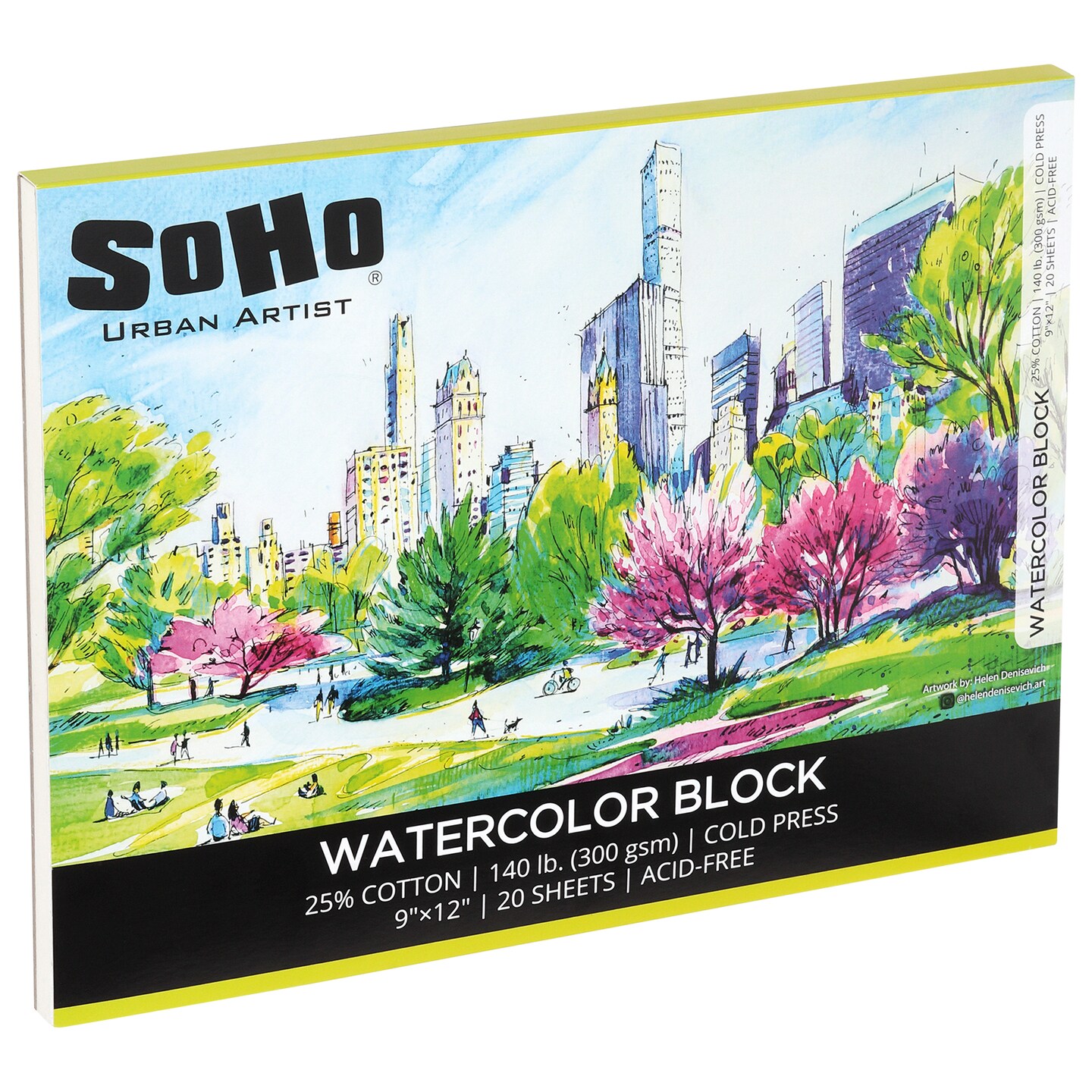 SoHo Urban Artist Watercolor Blocks - 140lb Cold Press, Professional, Sustainable, Acid-Free