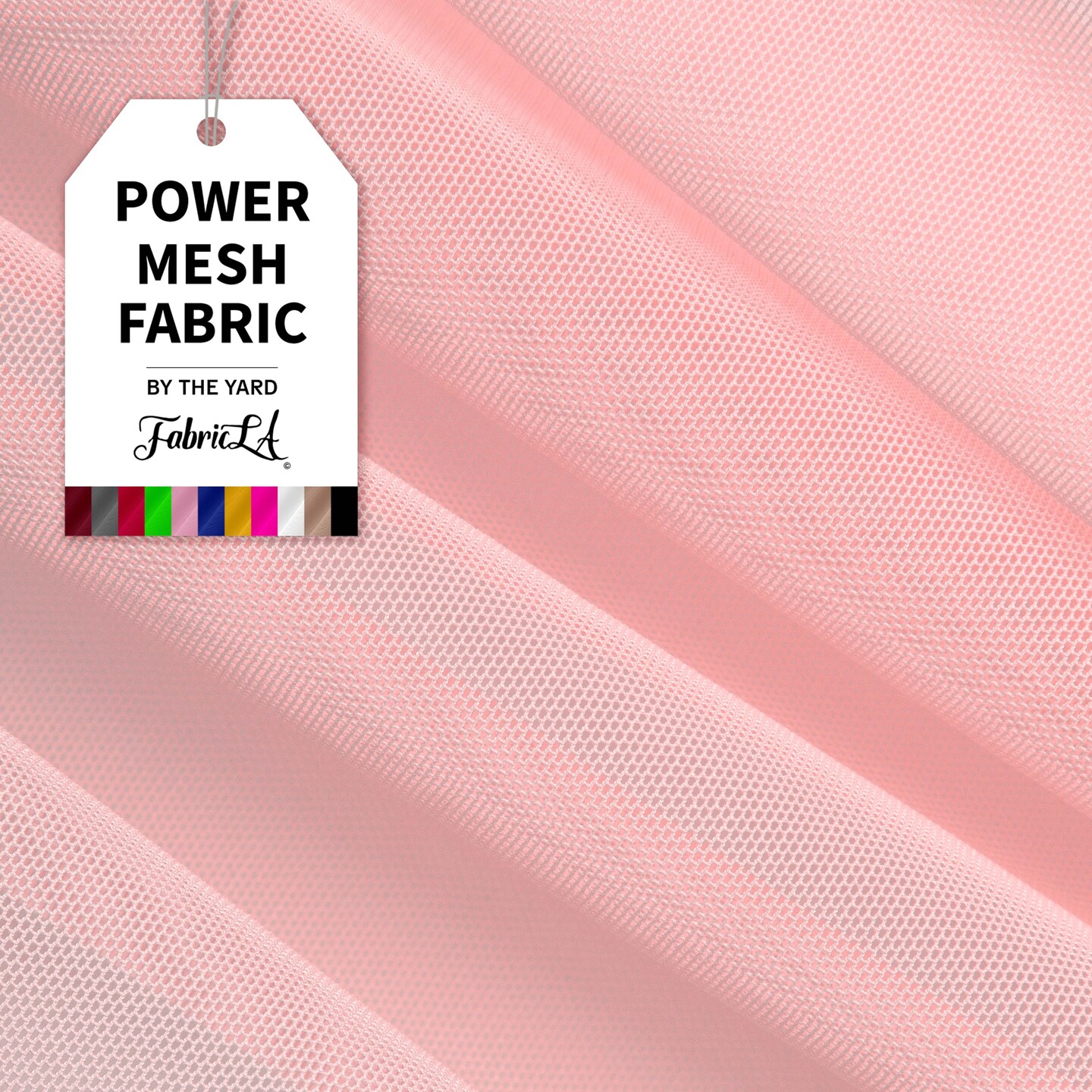 FabricLA Power Mesh Fabric Nylon Spandex - 60&#x22; Inches (150 cm) Wide - Use Mesh Fabric for Sewing, Sports Wear, Ballet, Workout Tights, Garments - Mesh Fabric by The Yard - Dusty Pink, 1 Continuous Yard