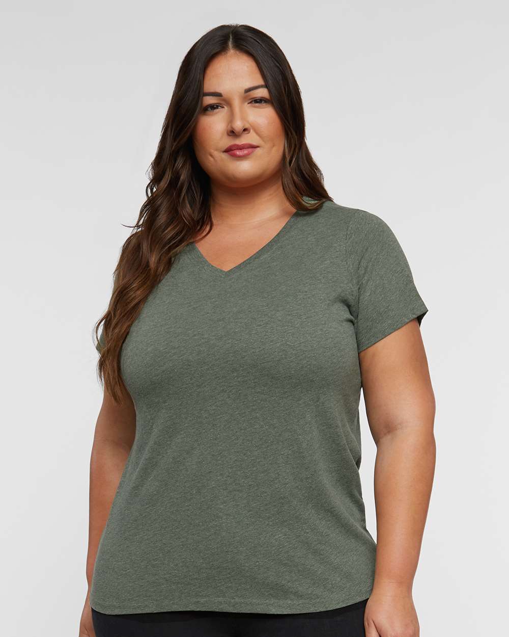 LAT&#xAE; Curvy Collection Women&#x27;s Fine Jersey V-Neck Tee