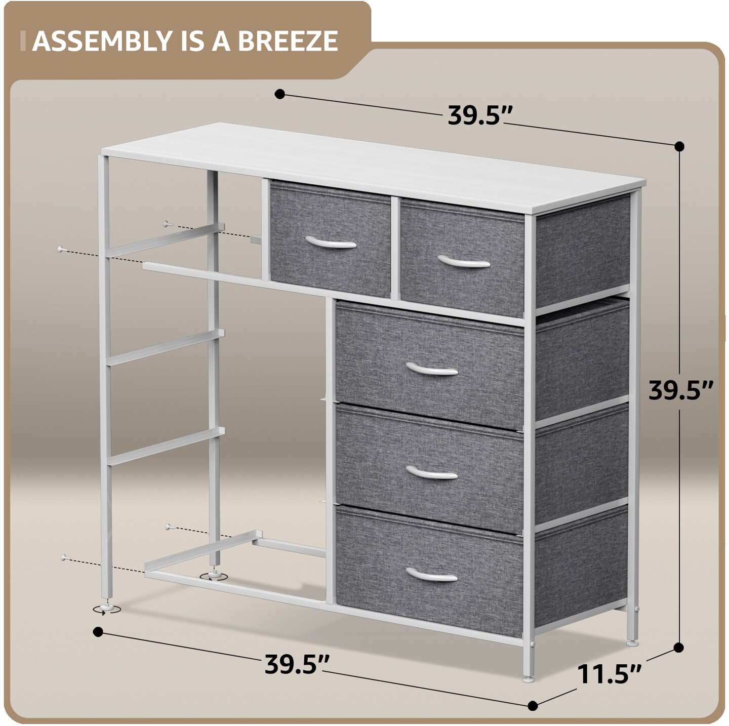 Sorbus Dresser with 9 Drawers - Furniture Storage Chest Tower Unit for Bedroom, Closet, etc - Steel Frame, Wood Top, Fabric Bins
