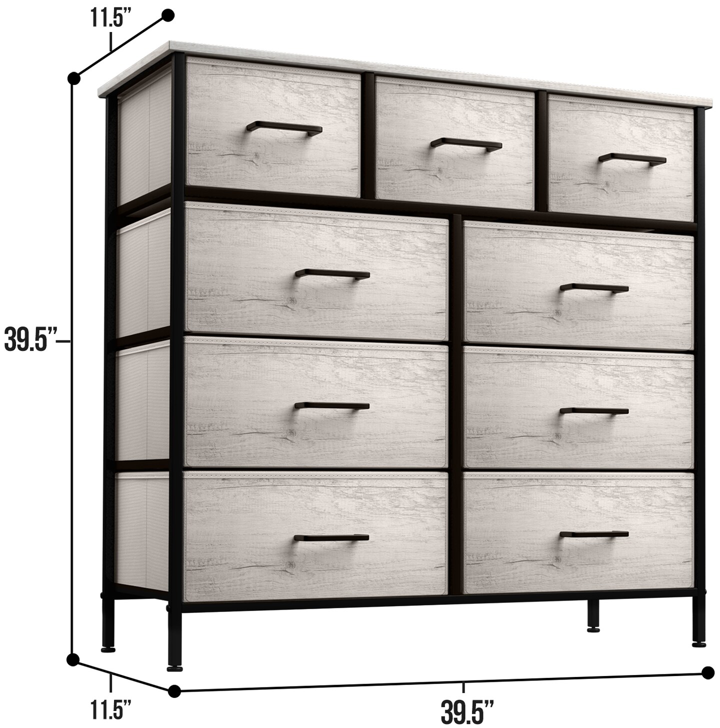 Sorbus Dresser with 9 Drawers - Furniture Storage Chest Tower Unit for Bedroom, Closet, etc - Steel Frame, Wood Top, Fabric Bins
