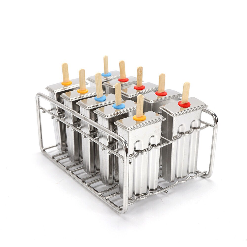 Kitcheniva 10pc Stainless Steel Ice Cream Popsicle Mold