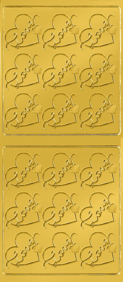 Great Papers! Delicate Touch Seals, Love, Gold, 1.5&#x22;, Self-Adhesive, 27 seals/pack