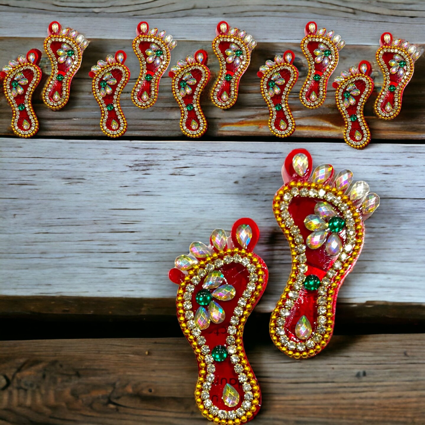 5 Sets of Acrylic Laxmi Feet, Deewali Decor, Lakshmi Pagh, Pooja Favor, Laxmi Feet, Laksmi Charan, Lakshmi Pagla, Sri Lakshmi Chran Paduka