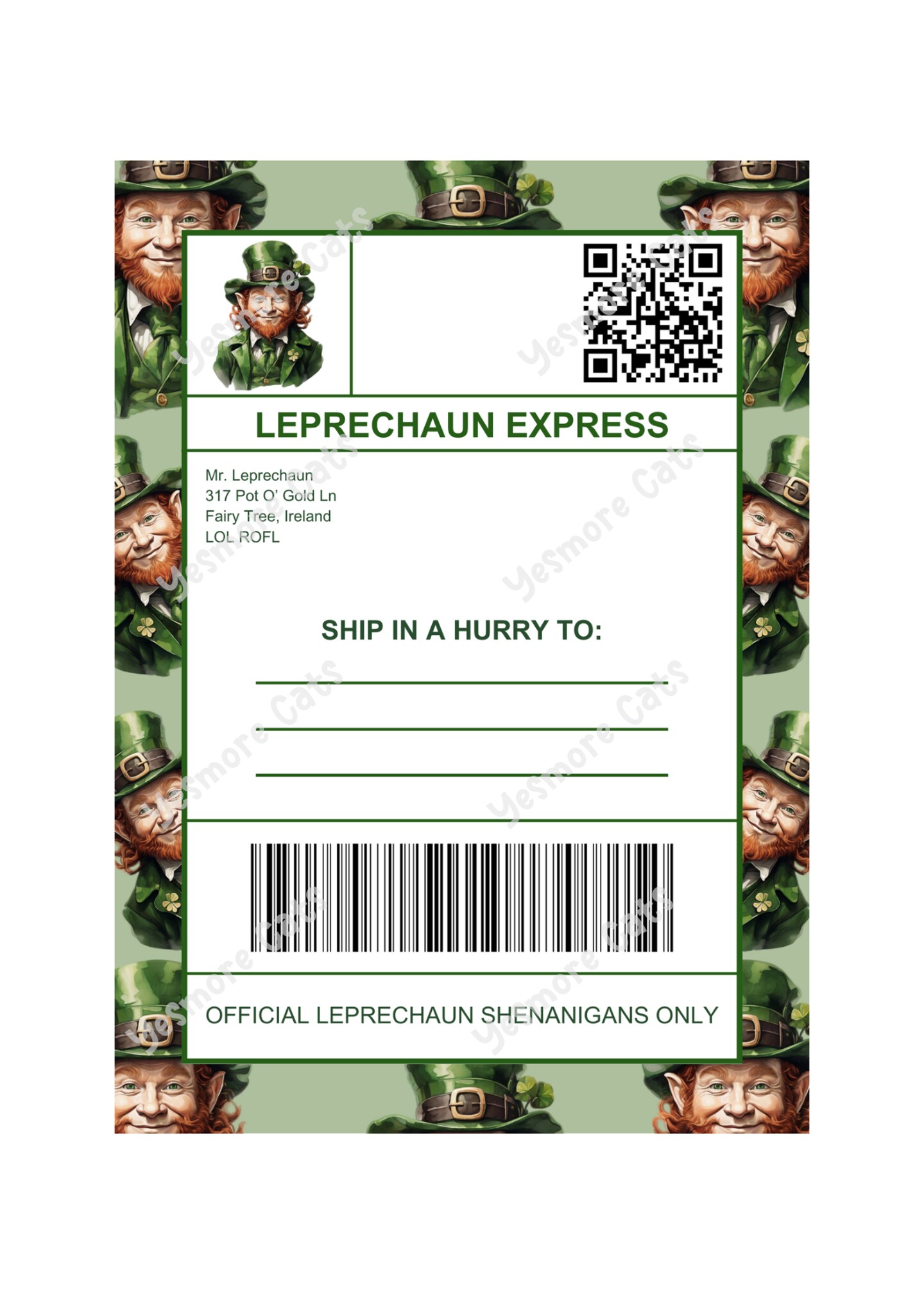 St. Patrick's Day Leprechaun Shipping Label - Printable Gift Tag | MakerPlace by Michaels