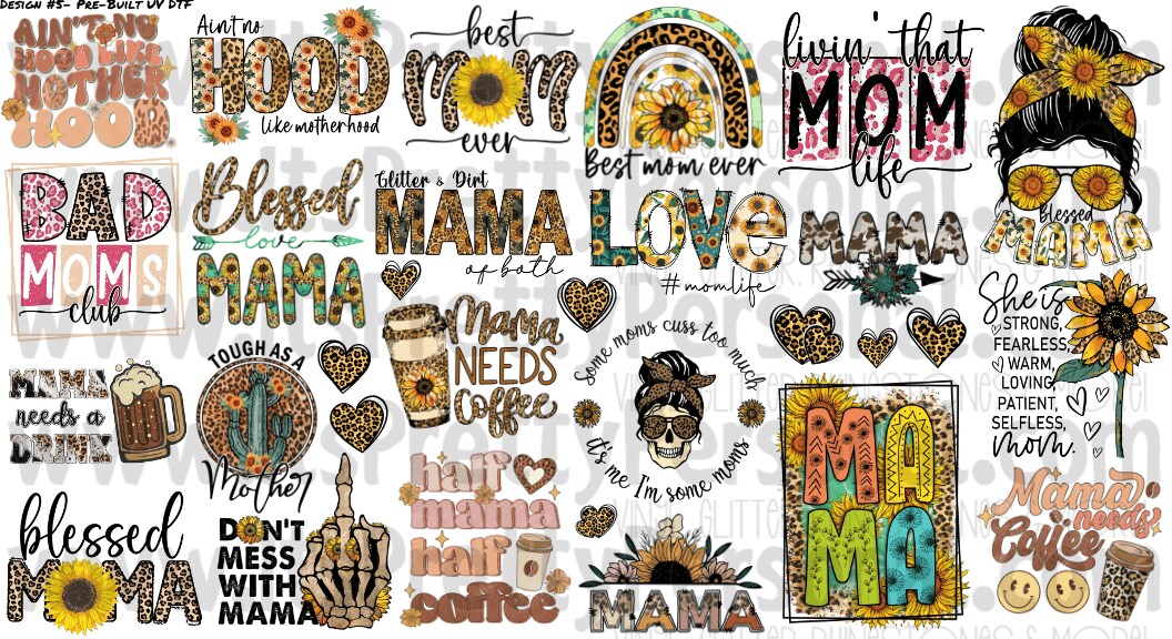 DESIGN #5- Motherhood UV DTF Decal Gang Sheet 22&#x22;x12&#x22;