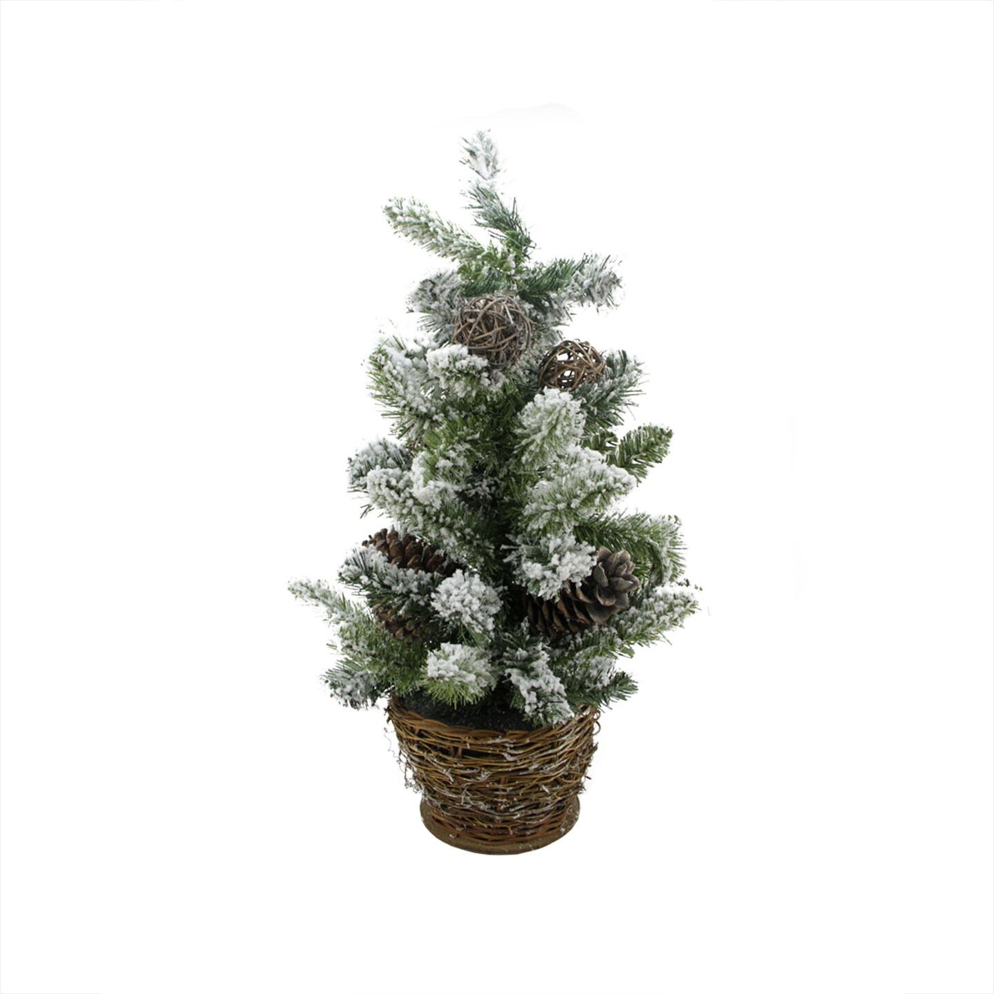 Allstate 2&#x27; Potted Flocked Pine Slim Artificial Christmas Tree - Unlit