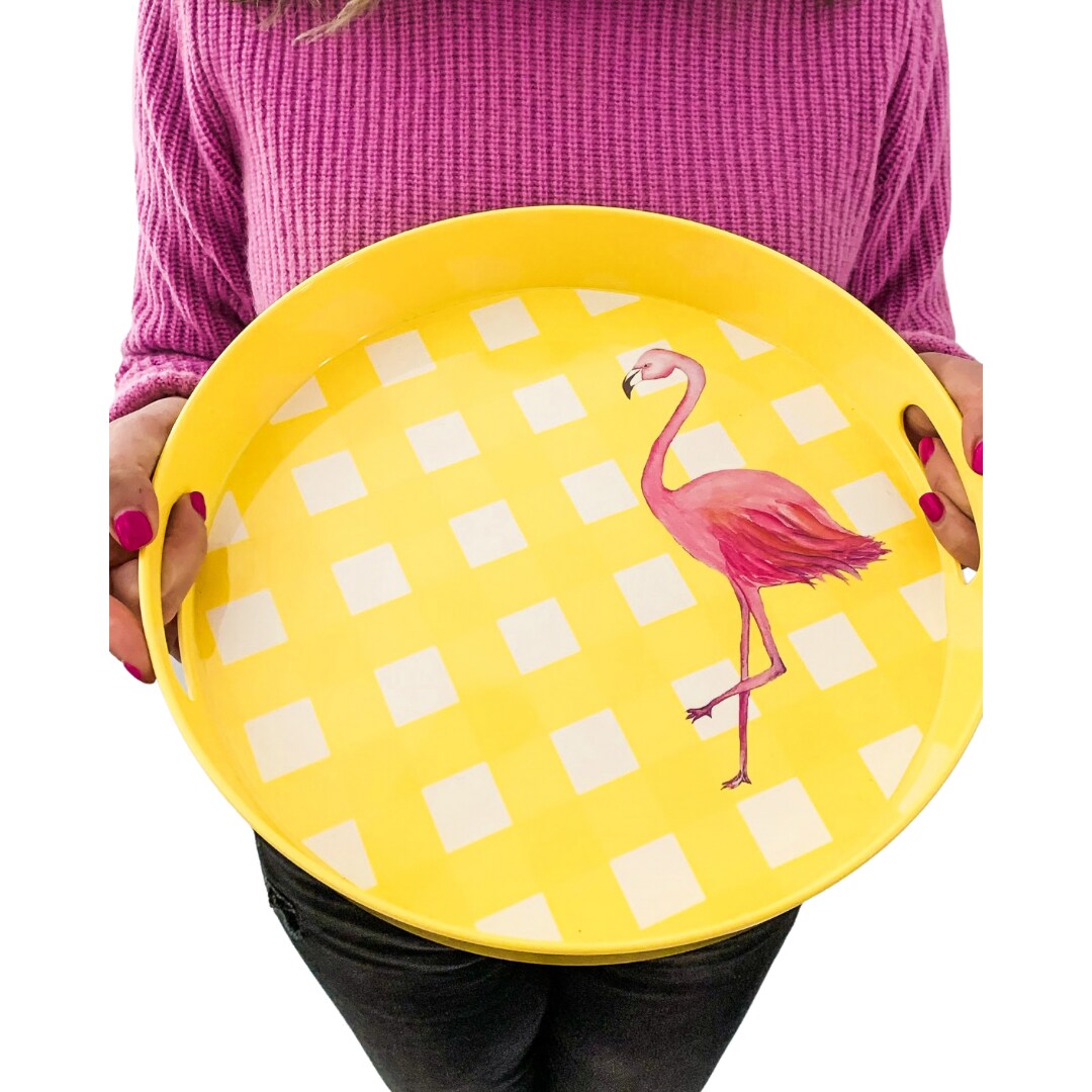 Flamingo Yellow Reusable Melamine Serving Tray