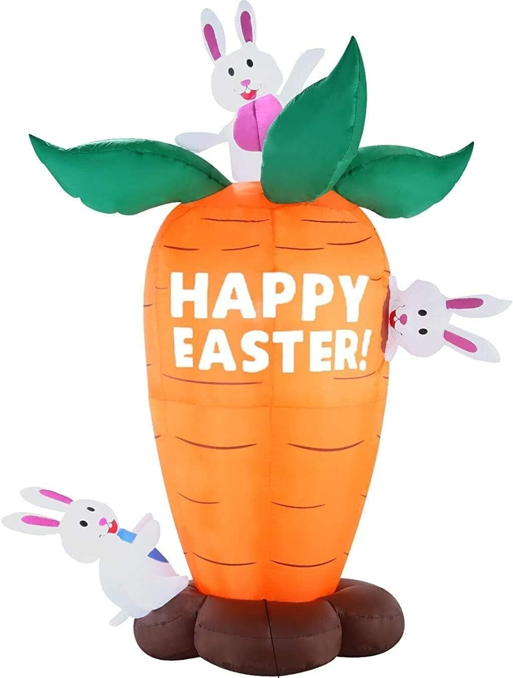 6 FT Easter Inflatable Carrot and Bunny Blow Up Easter Decor with Build-in LEDs