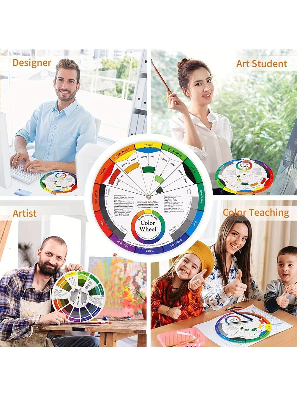 1Pc Multi-Color round Color Wheel Puzzle &#x26; Multifunctional Color Mixing Card