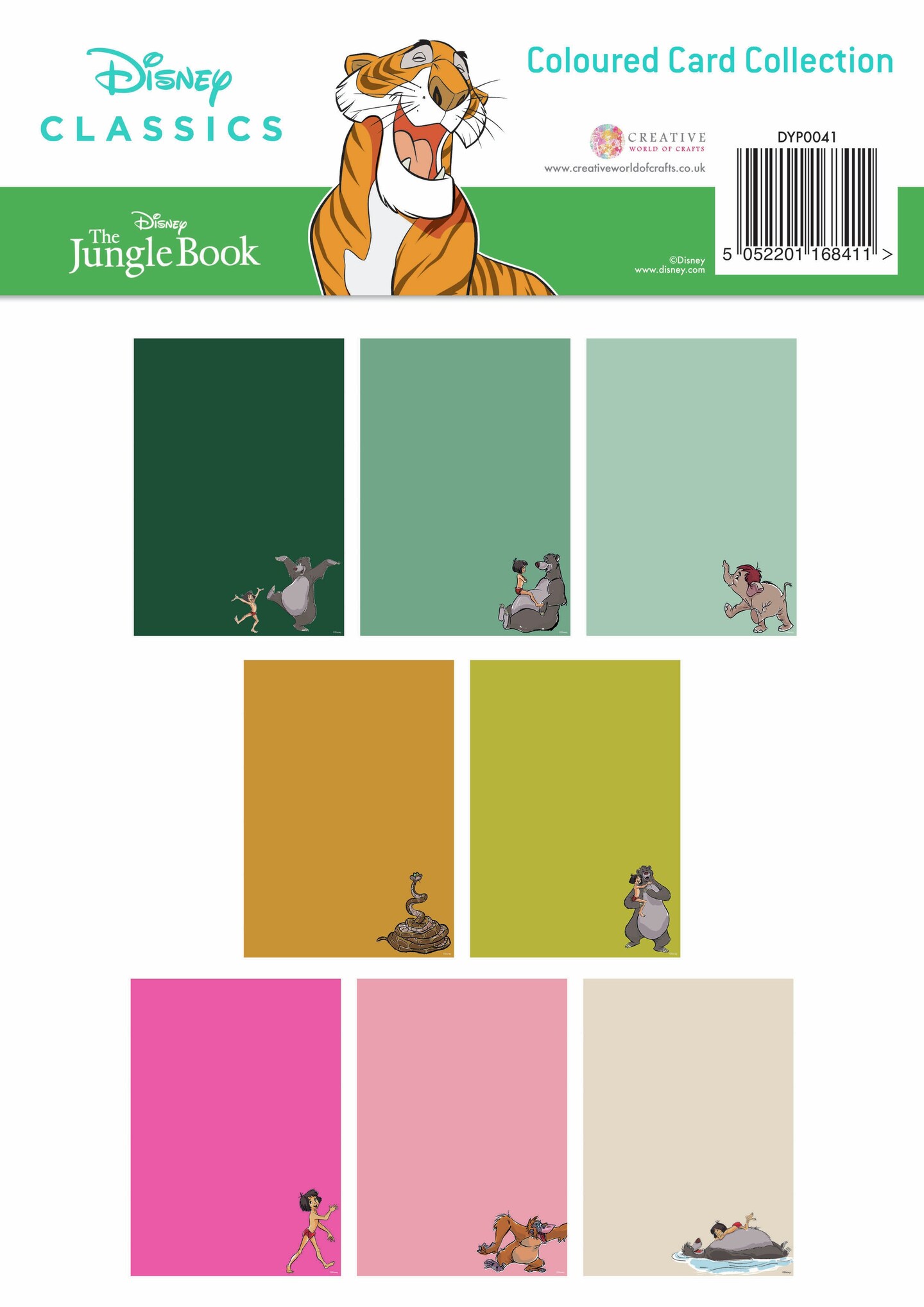 Creative World Of Crafts Disney Coloured Card Pack-Jungle Book