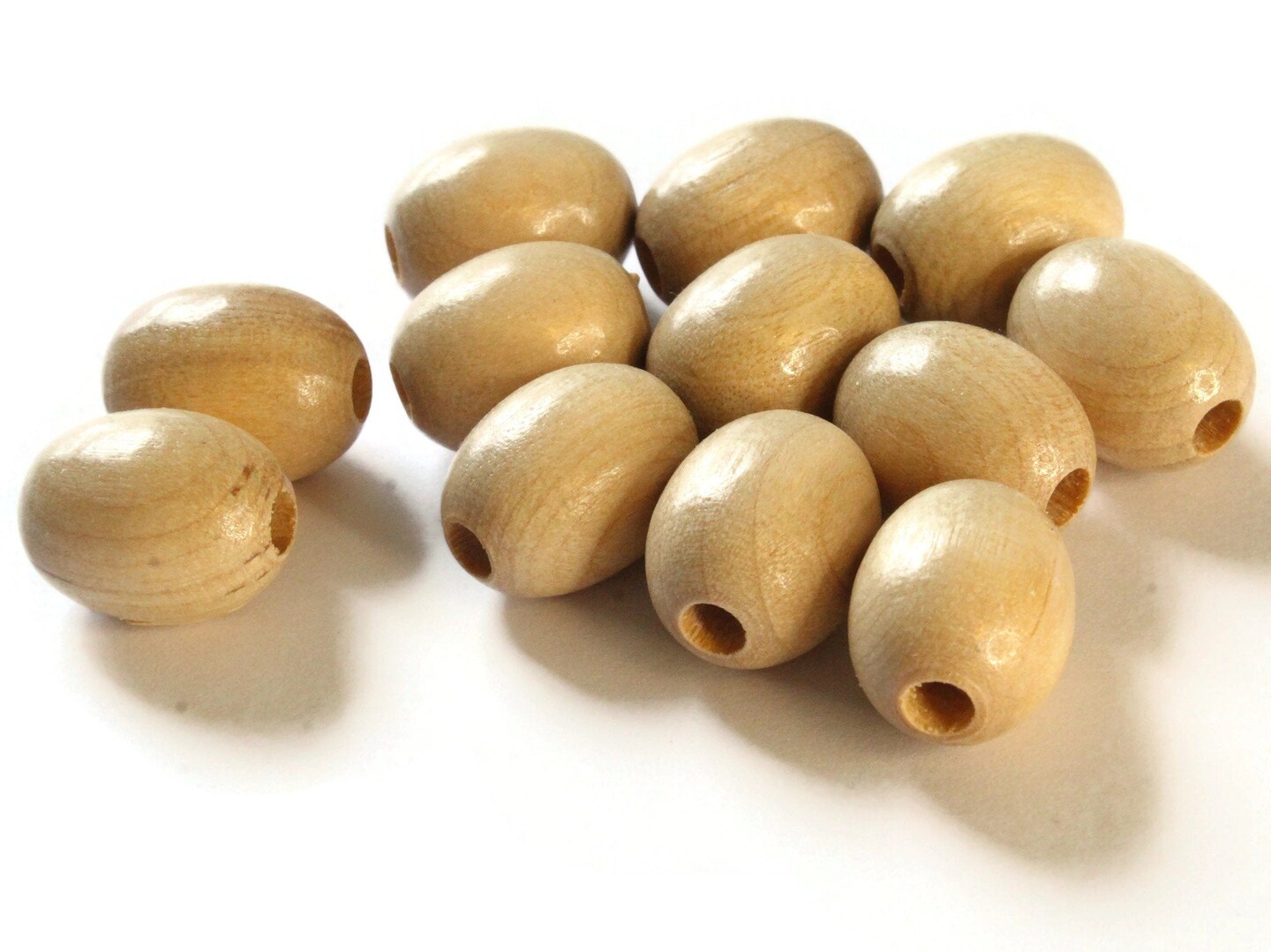 12 18mm x 14mm Light Brown Oval Beads - Vintage Wooden Macrame Beads