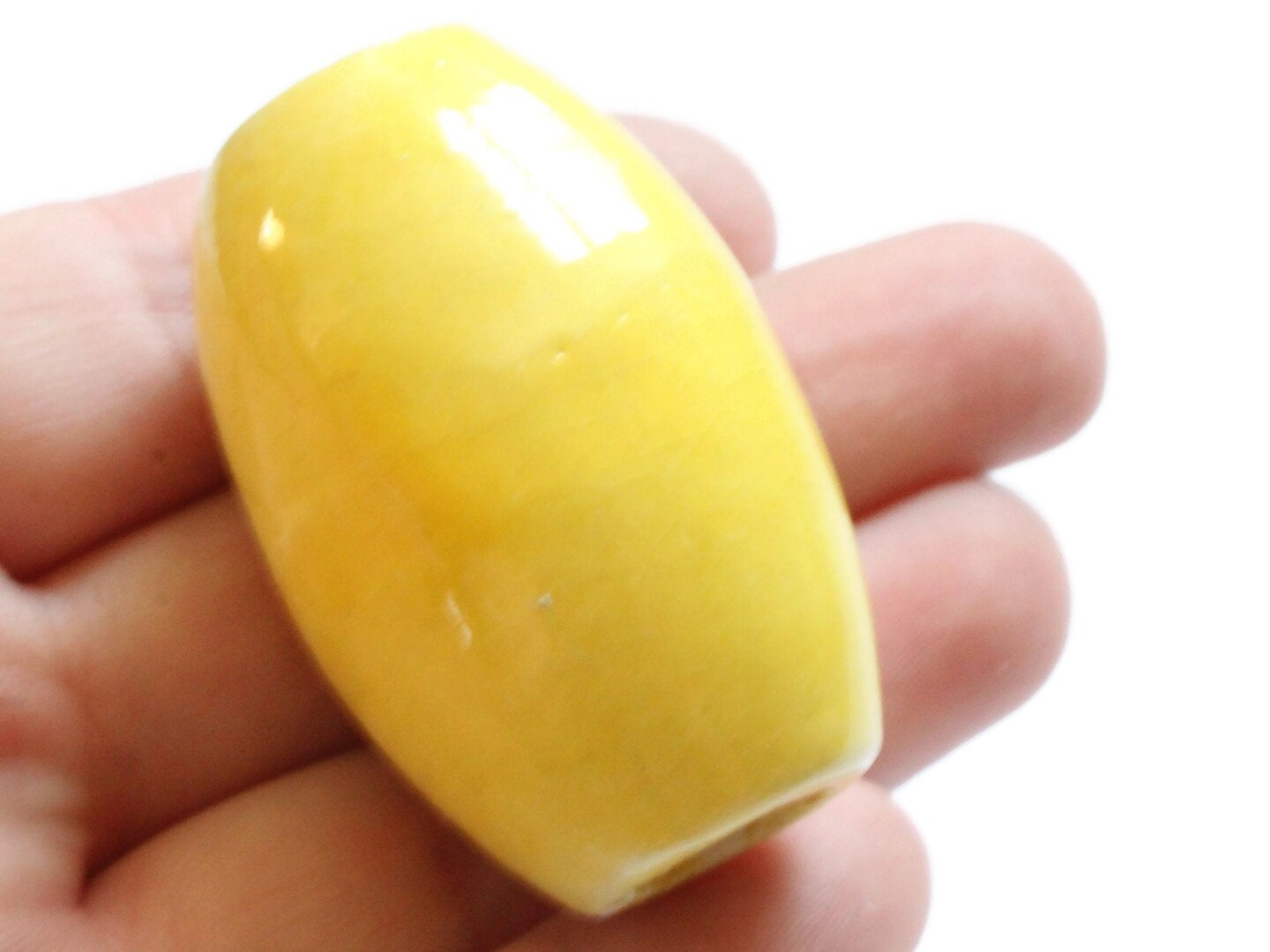 42mm Yellow Vintage Ceramic Porcelain Barrel Beads