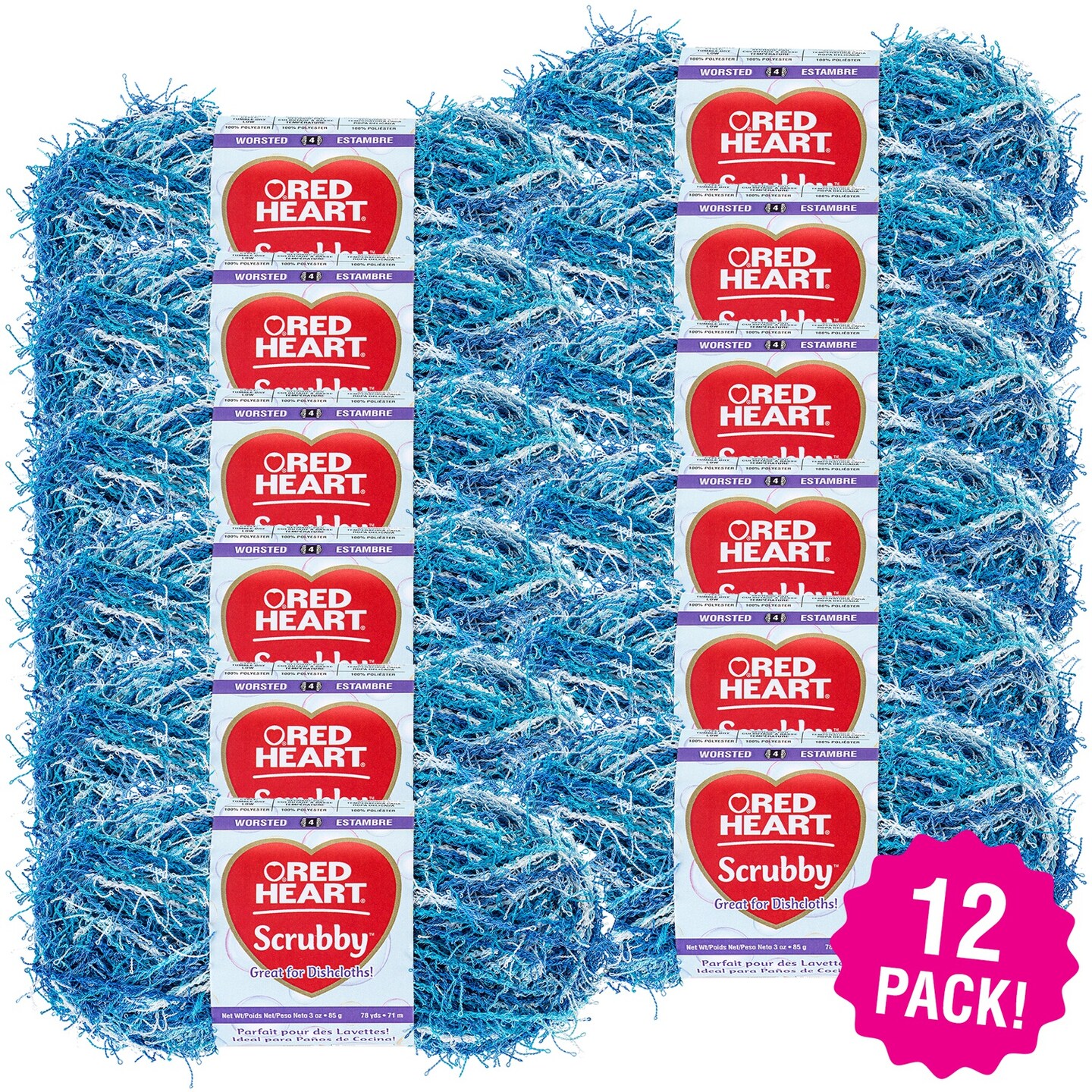 Multipack of 12 - Red Heart Scrubby Yarn-Waves
