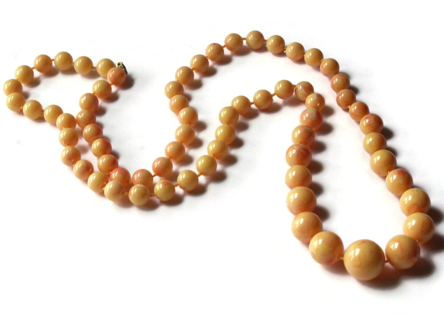 28 Inch Vintage Yellow and Red Necklace Uncirculated New Old Stock Necklace