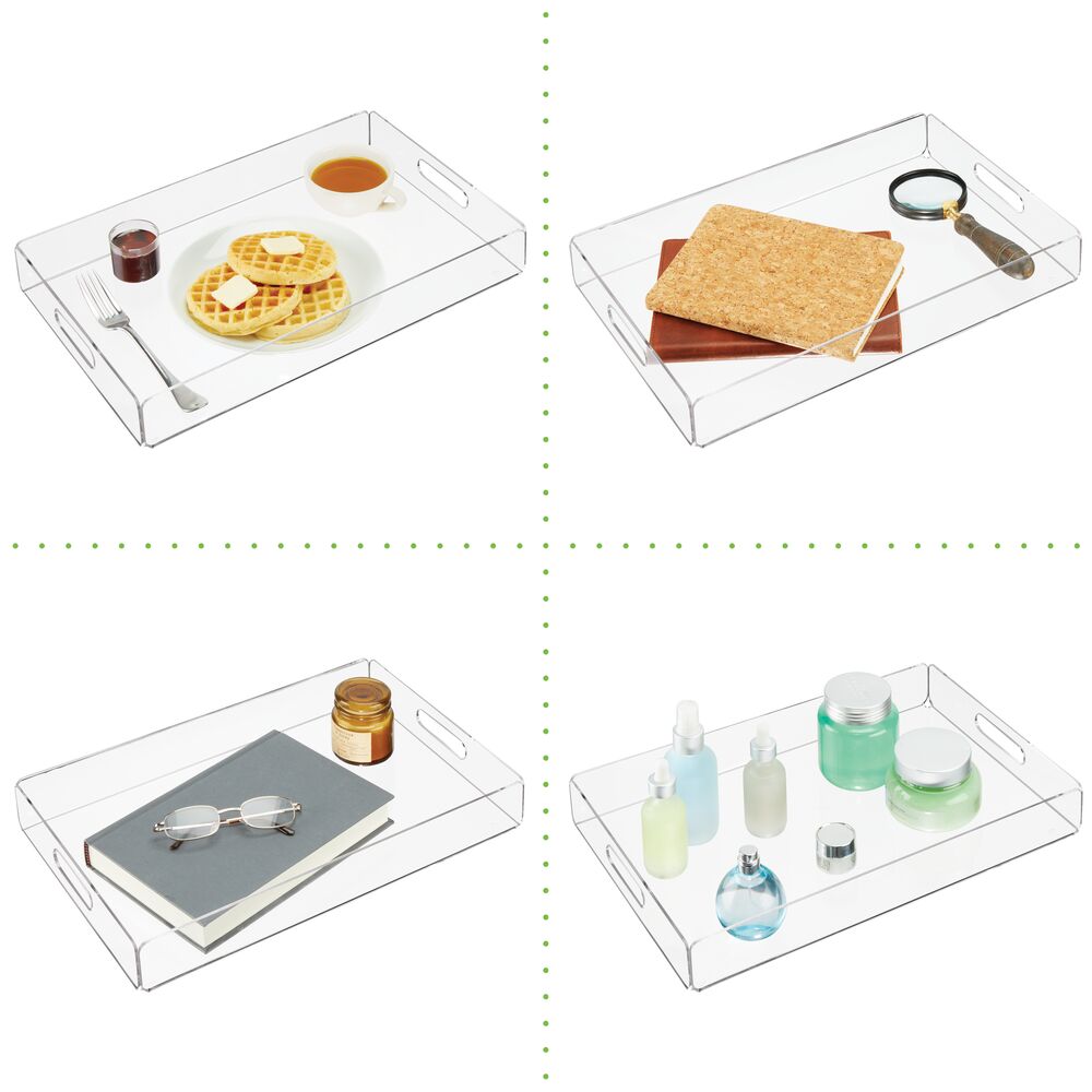 mDesign Acrylic Rectangular Serving Tray with Handles