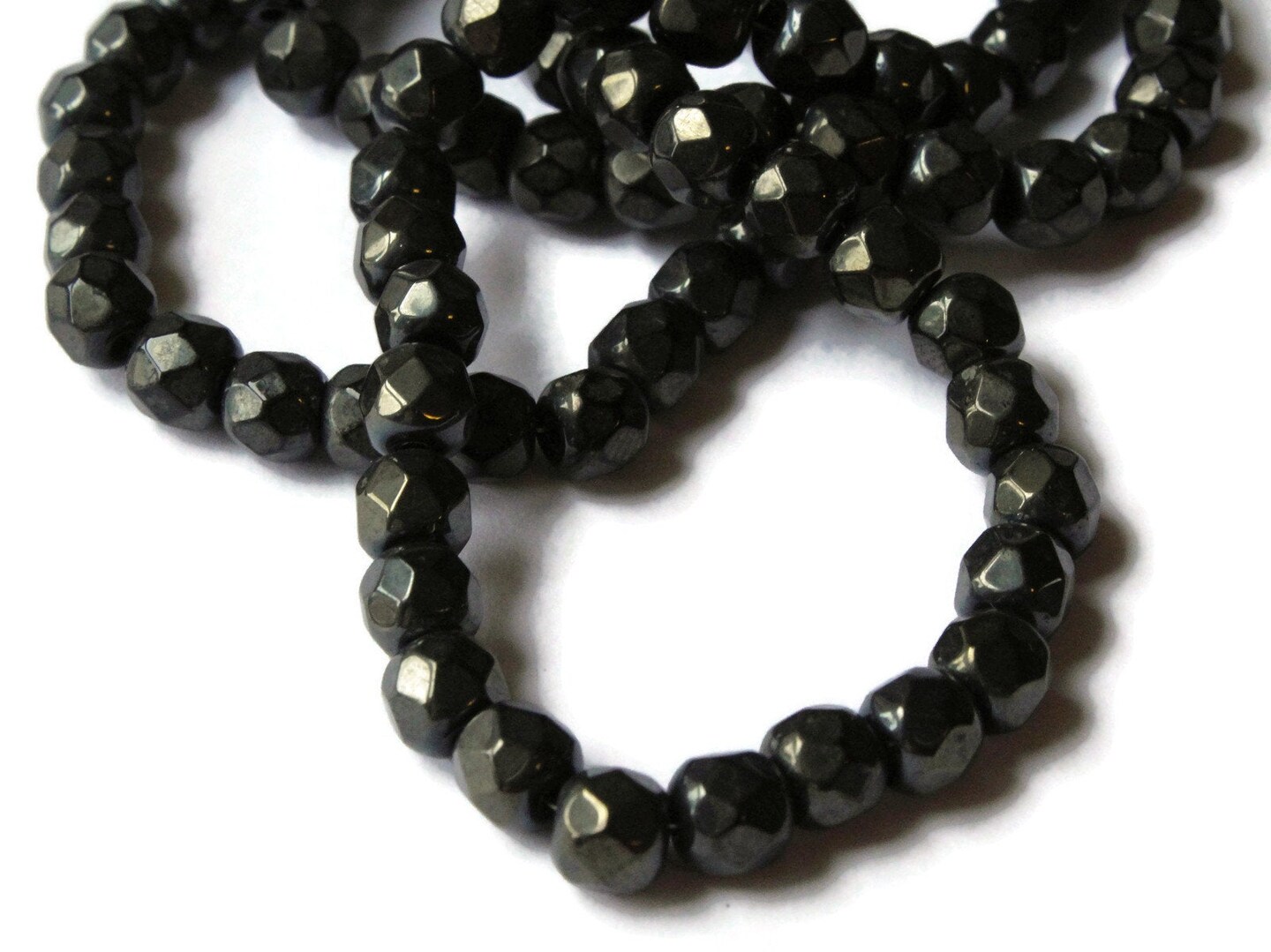 95 5.5mm Black Crystal Glass Faceted Round Beads