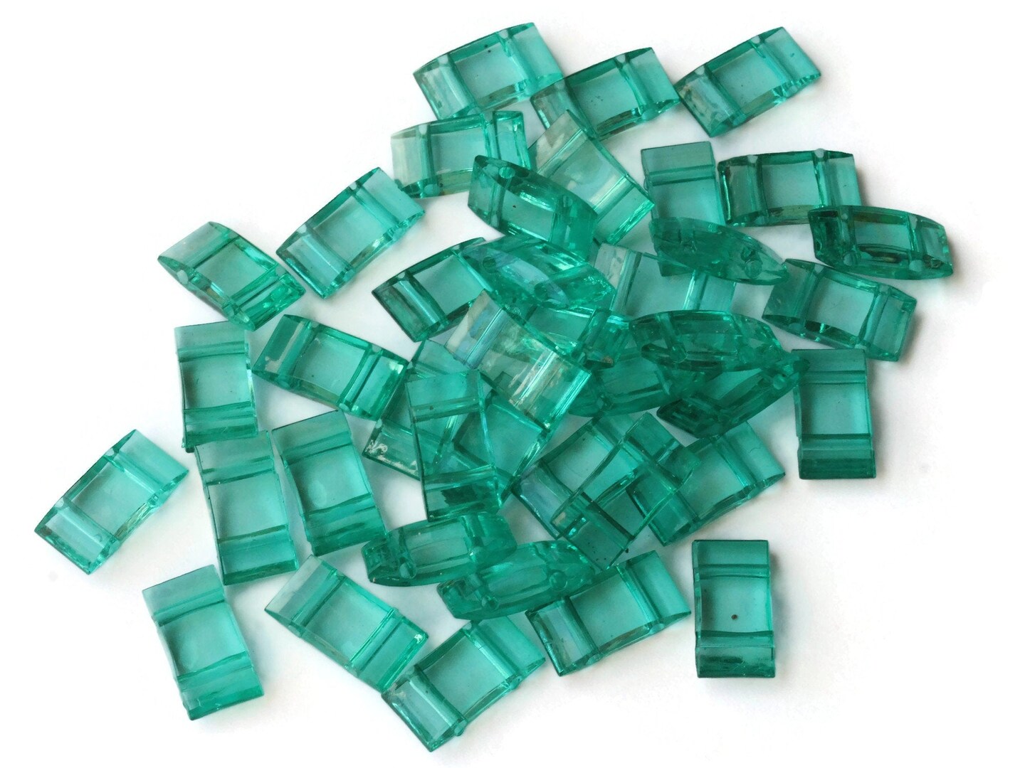 40 17mm Two Hole Green Rectangle Pillow Acrylic Beads