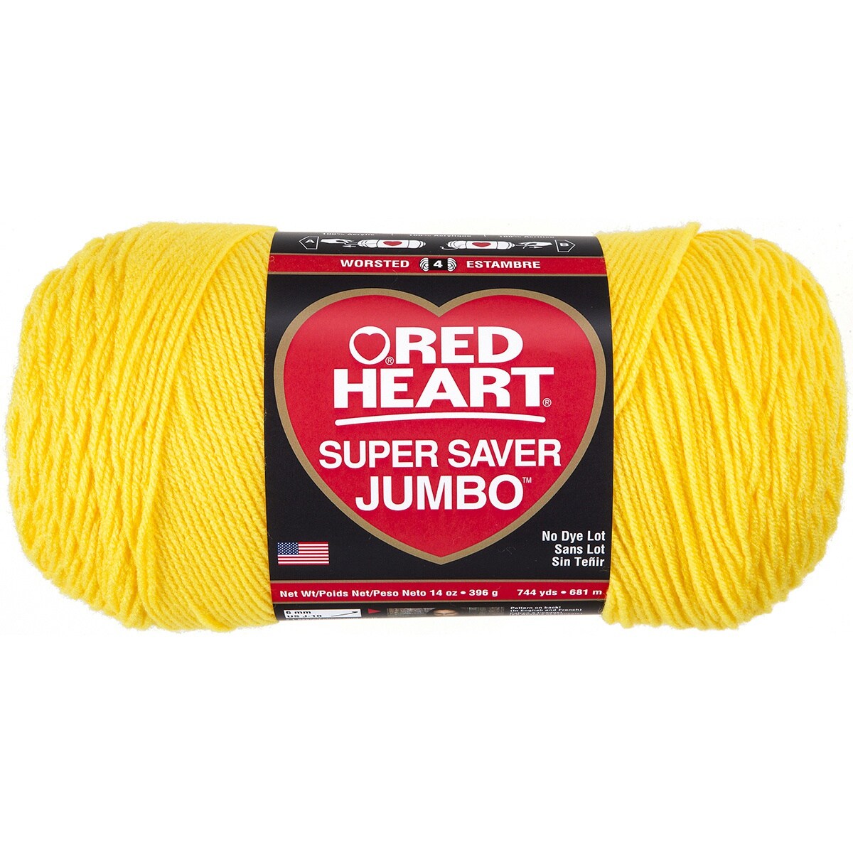 Multipack of 8 - Red Heart Super Saver Jumbo Yarn-Bright Yellow