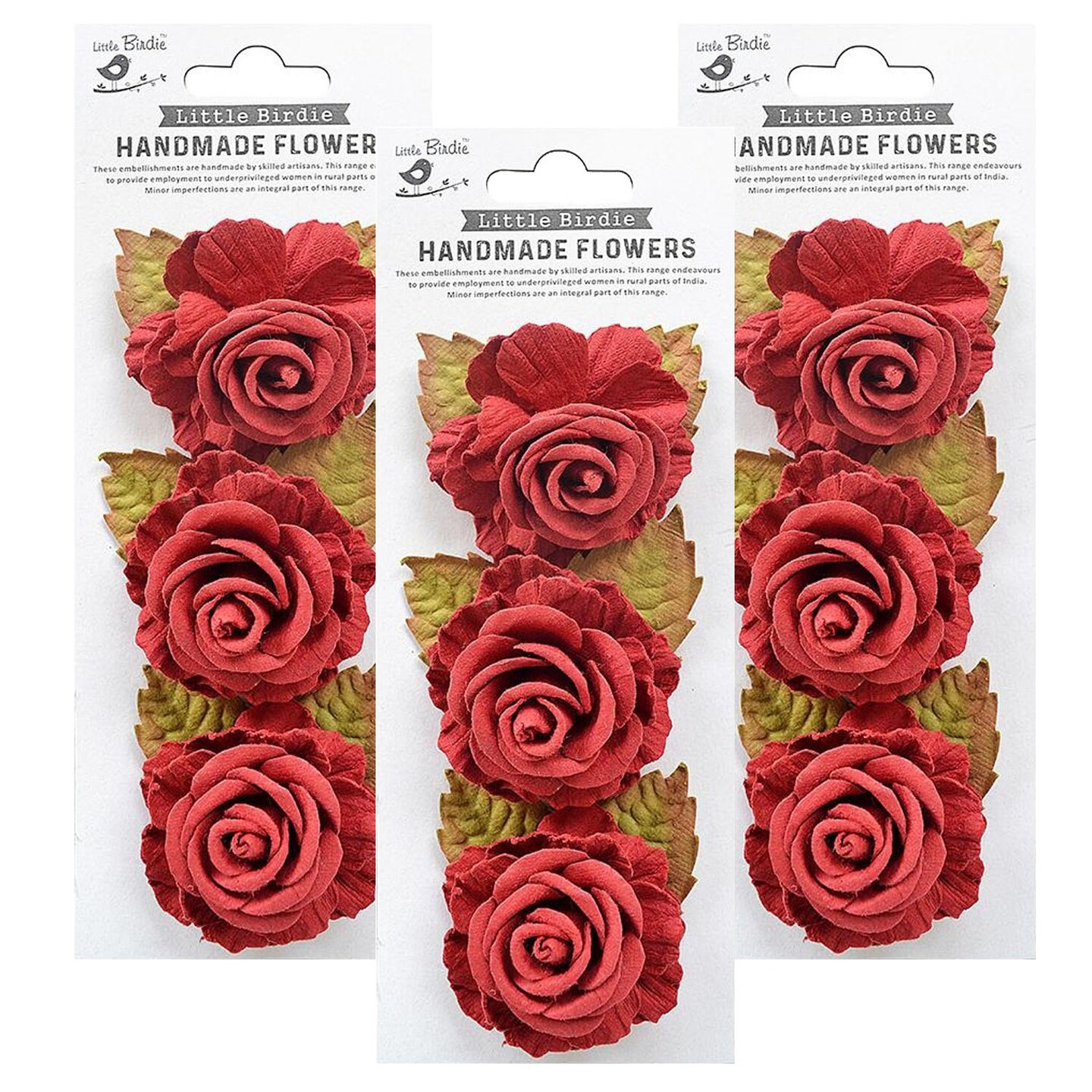 Pack Of 3 Little Birdie Eva Paper Flowers 3 Pkg Love And Roses Michaels