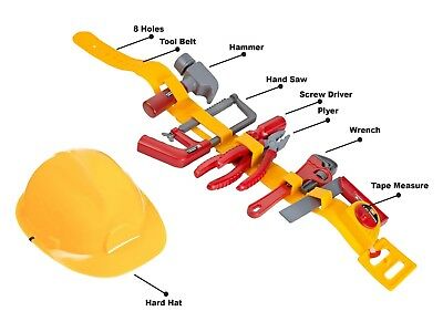 Kids Tool Toy - Pretend Play Children&#x27;s Tool Belt Set with Hard Hat, Tape Measure and Toy Hand Tools