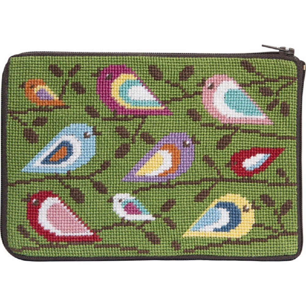 Stitch &#x26; Zip Needlepoint Purse/Cosmetic Case Kit - SZ598 Birds of Color
