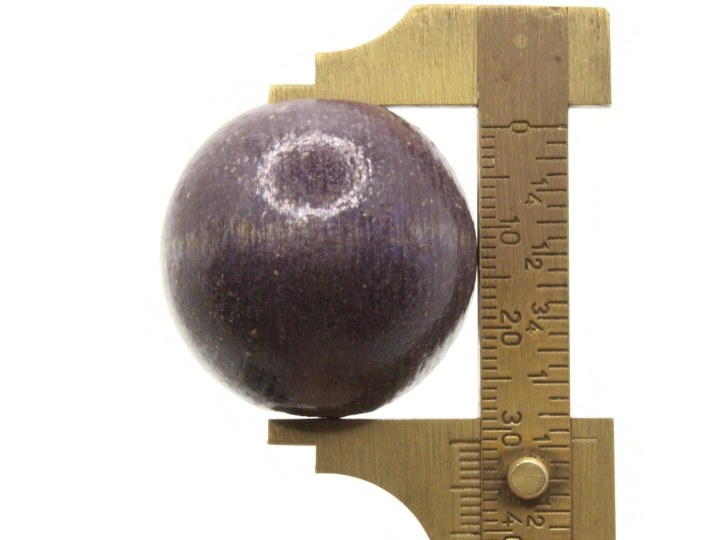 3 32mm Round Purple Wood Vintage Large Hole Beads