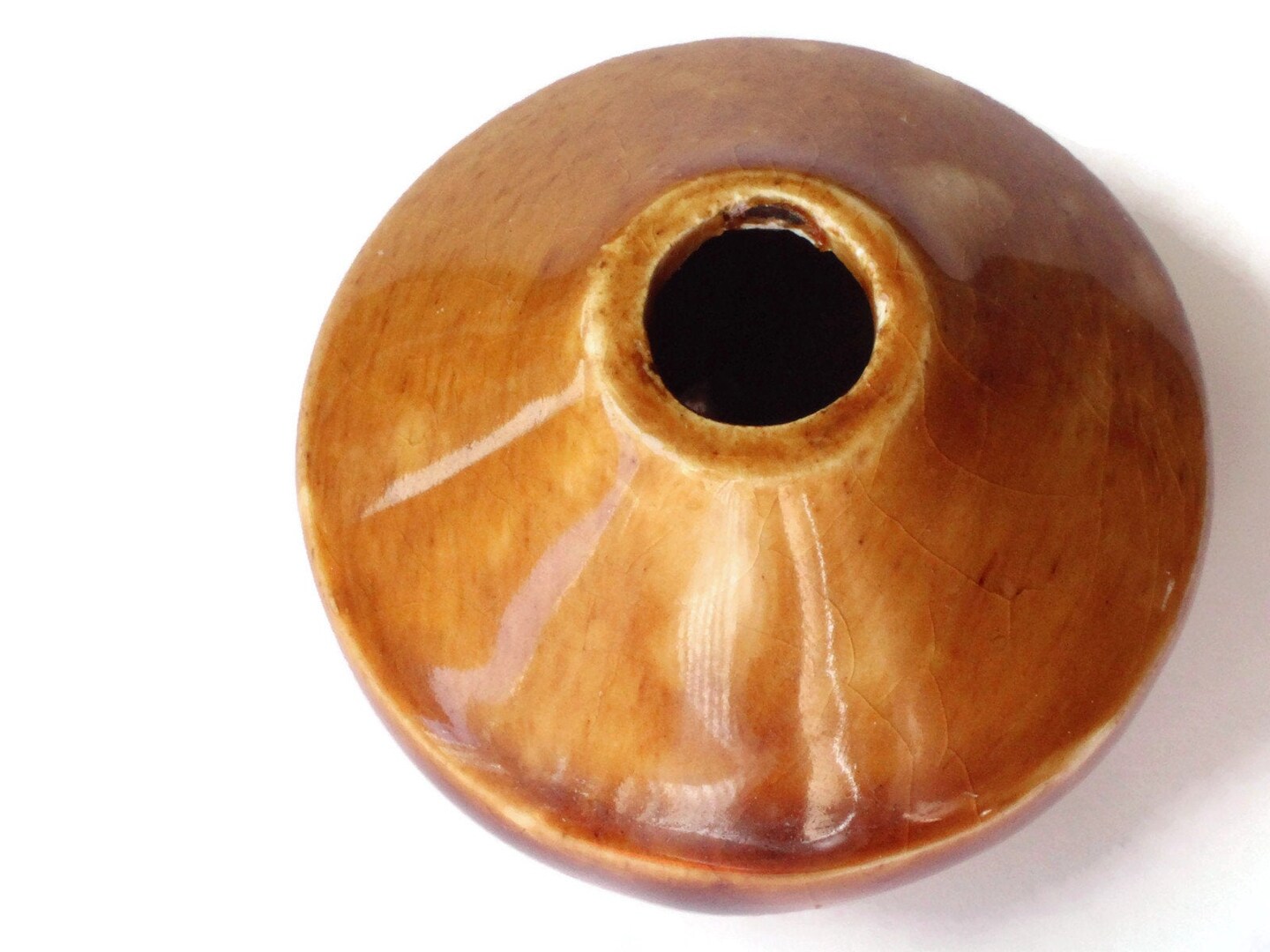 58mm Light Brown Saucer Bead Vintage Macrame Ceramic Bead bD1 bV1