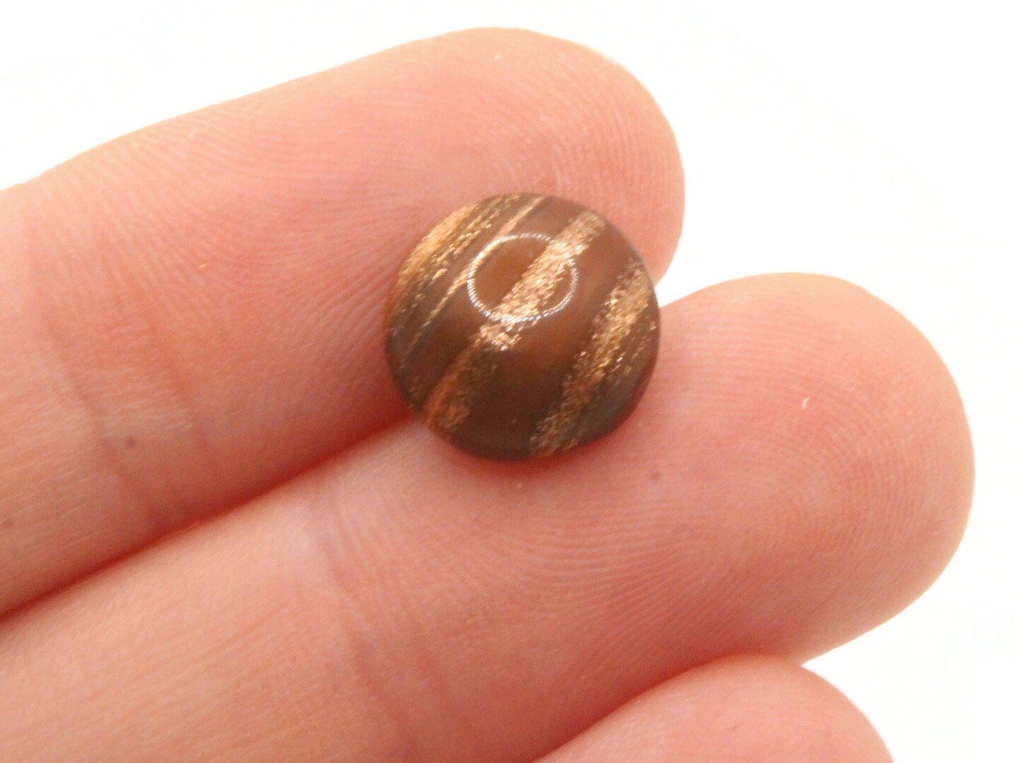 6 11mm Vintage Brown and Gold Glass Shank Buttons Sewing Notions