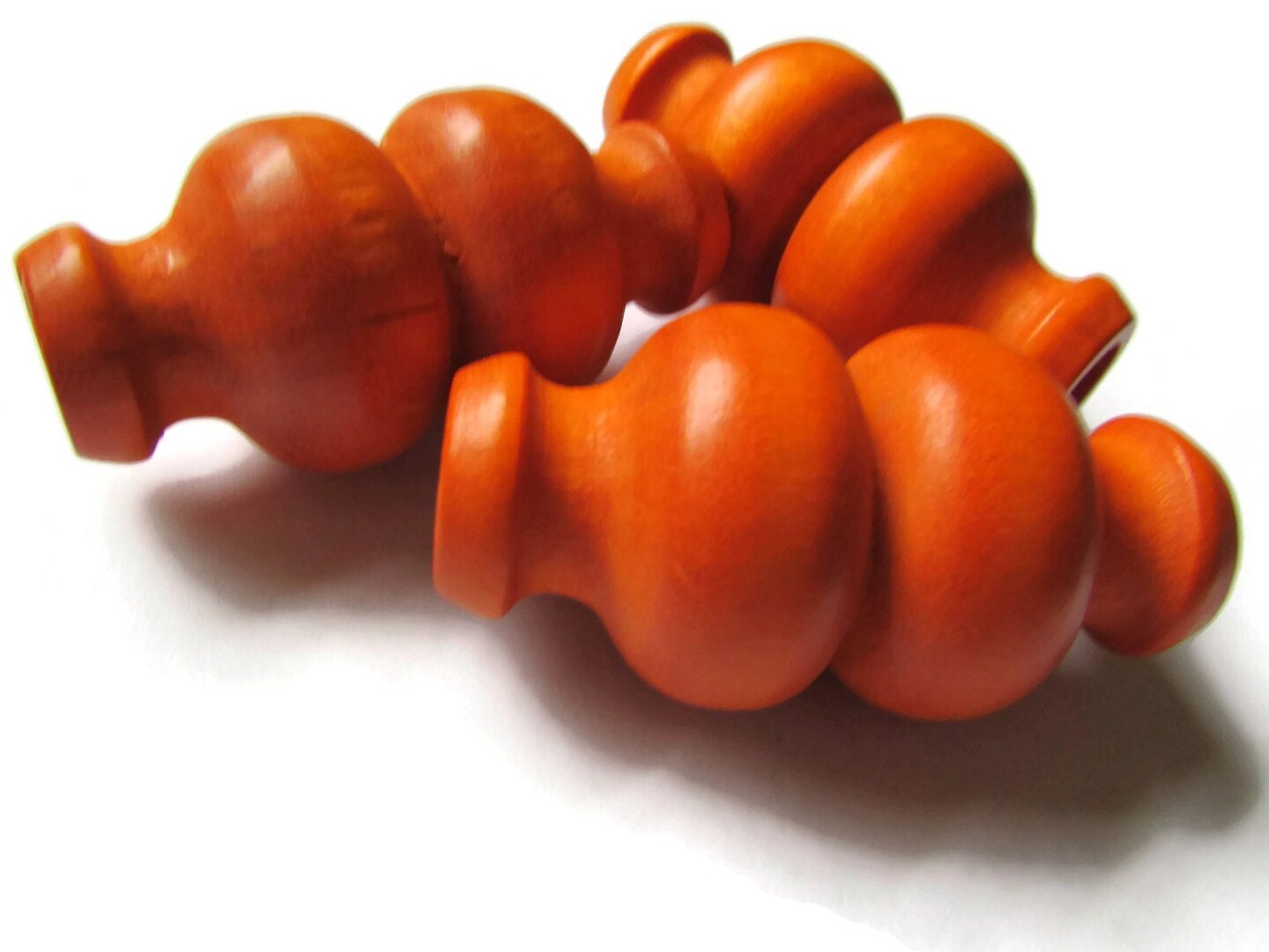51mm Orange Wood Large Decorative Tube Beads Vintage Macrame Beads