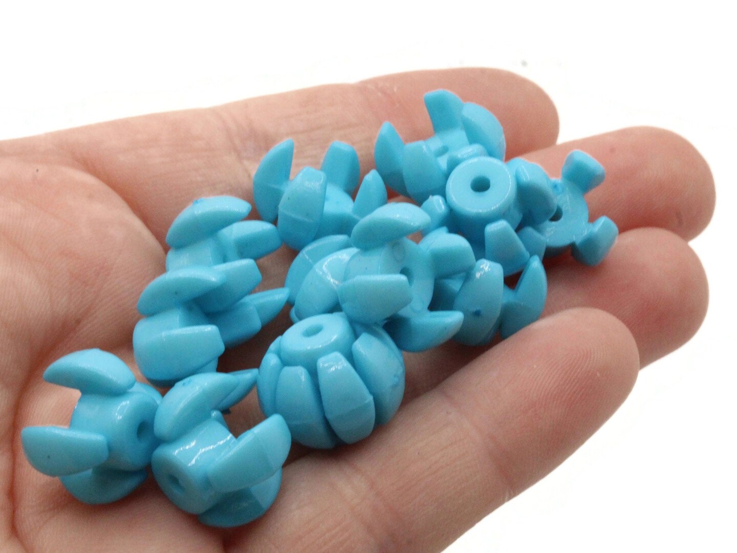 20 15mm Stacking Sky Blue Rondelle Plastic Chain Beads