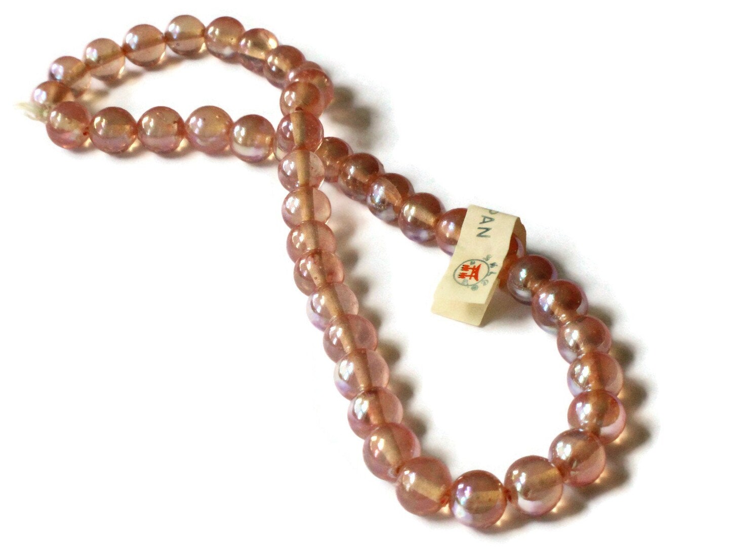 42 10mm Round Pink Glass Beads Vintage Made in Japan Glass Beads