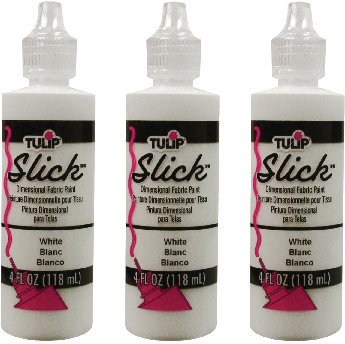 Multipack of 3 - Tulip Dimensional Fabric Paint 4oz-Slick - White