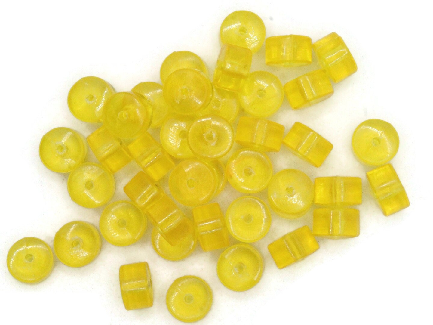40 10mm Clear Yellow Disc Vintage Plastic Beads