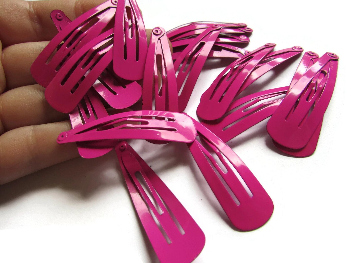 20 47mm Bright Pink Barrettes Hair Decor Barrette Blanks Iron Clips Snap Barrettes