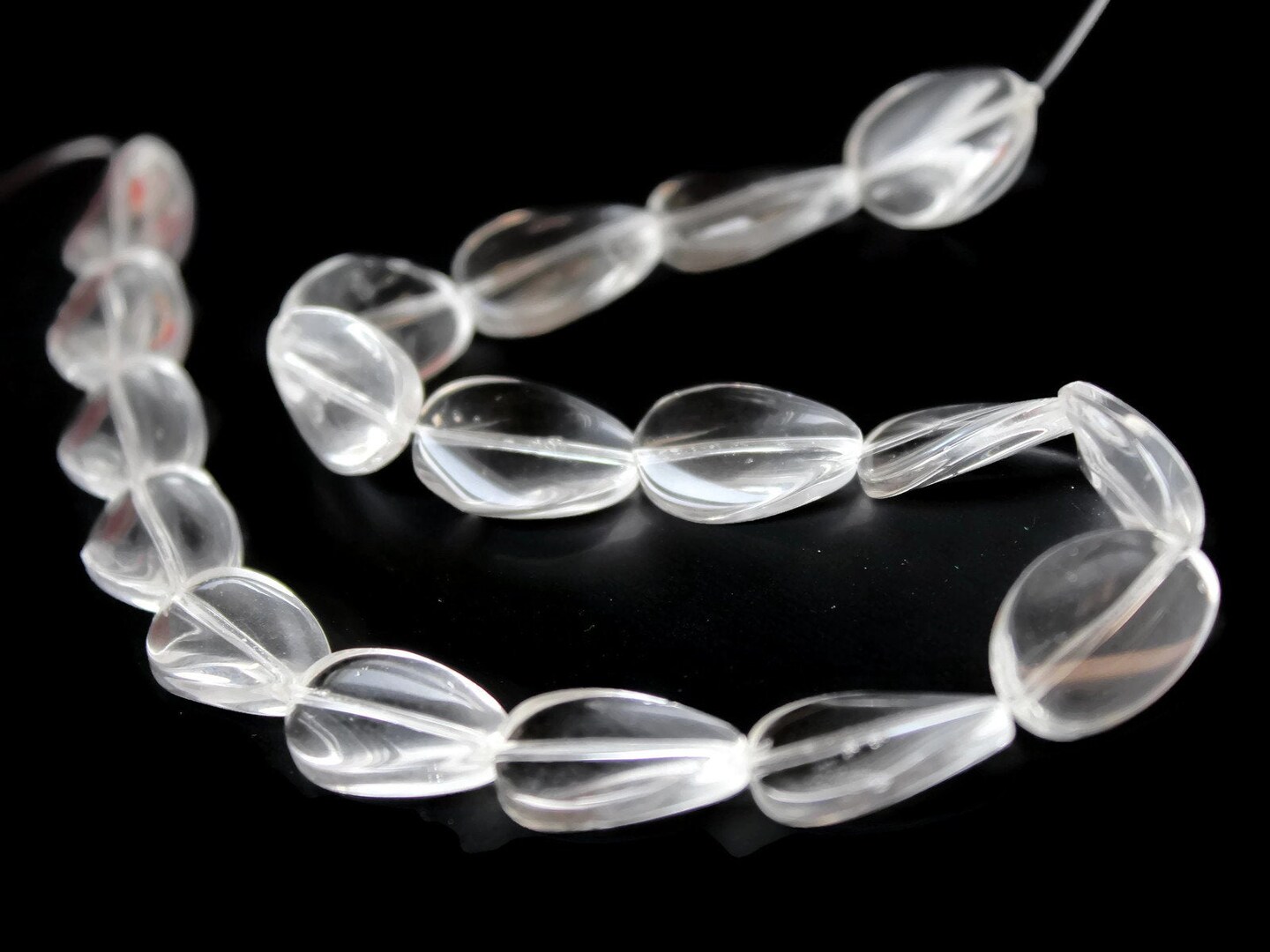18 19mm Clear Flat Oval Twist Crystal  Glass Beads Full Strand Loose Beads