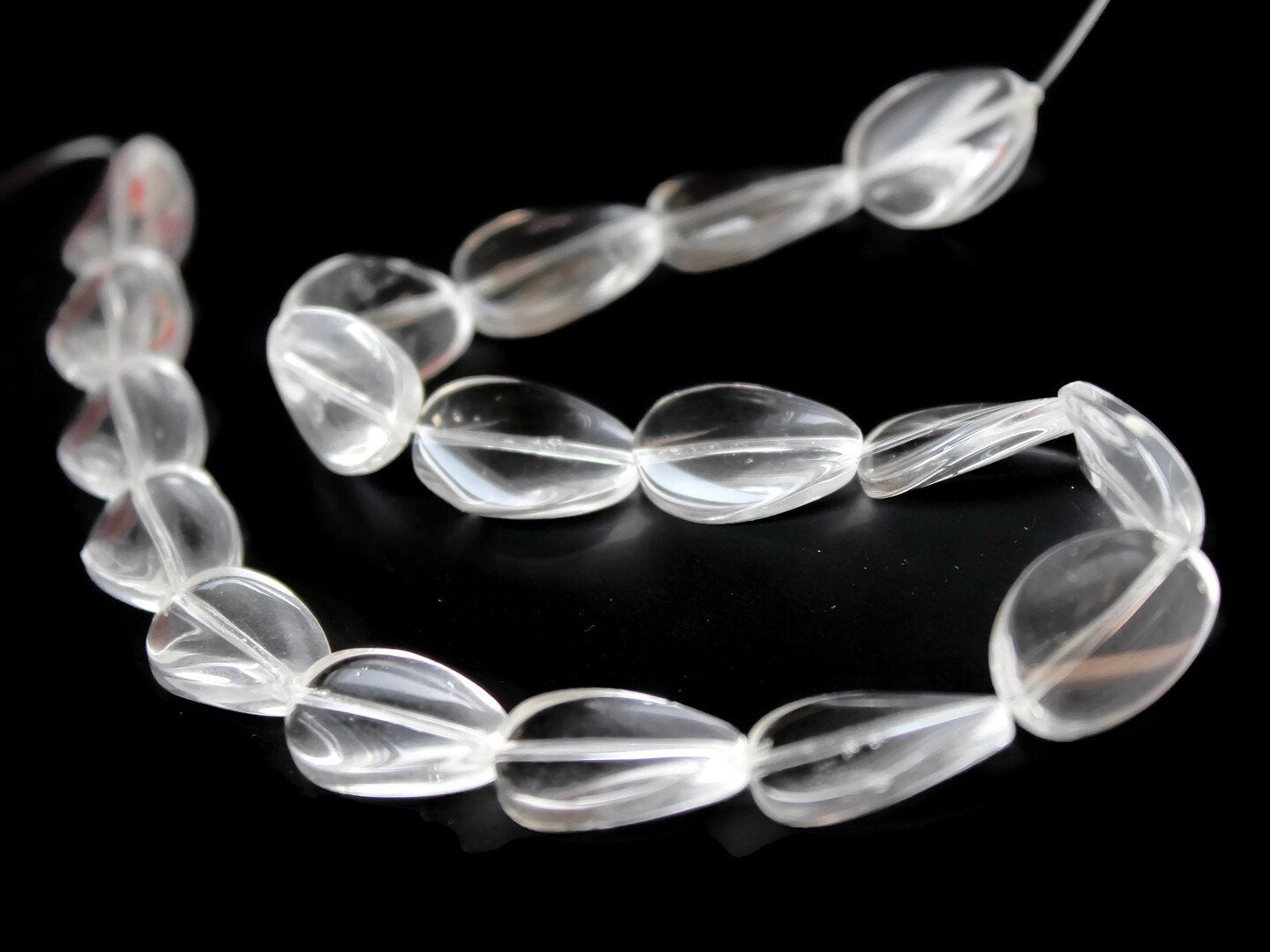 18 19mm Clear Flat Oval Twist Crystal Glass Beads Full Strand Loose Beads