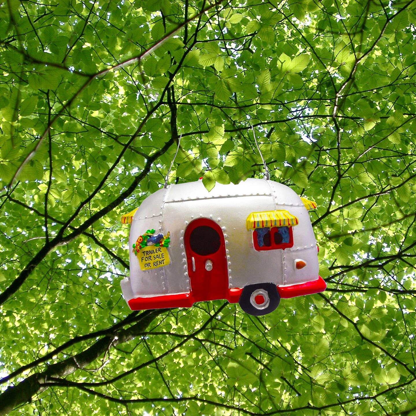 Big Mo&#x27;s Toys Birdhouse Ornament - White Vintage Bird House RV Trailer Decorations