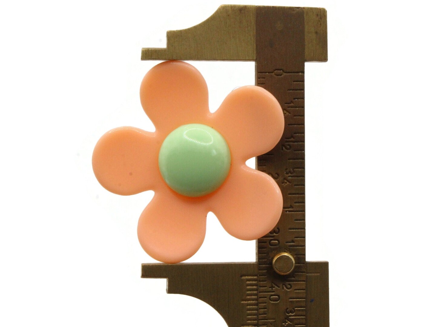 5 36mm Orange and Green Daisy Large Plastic Flower Beads
