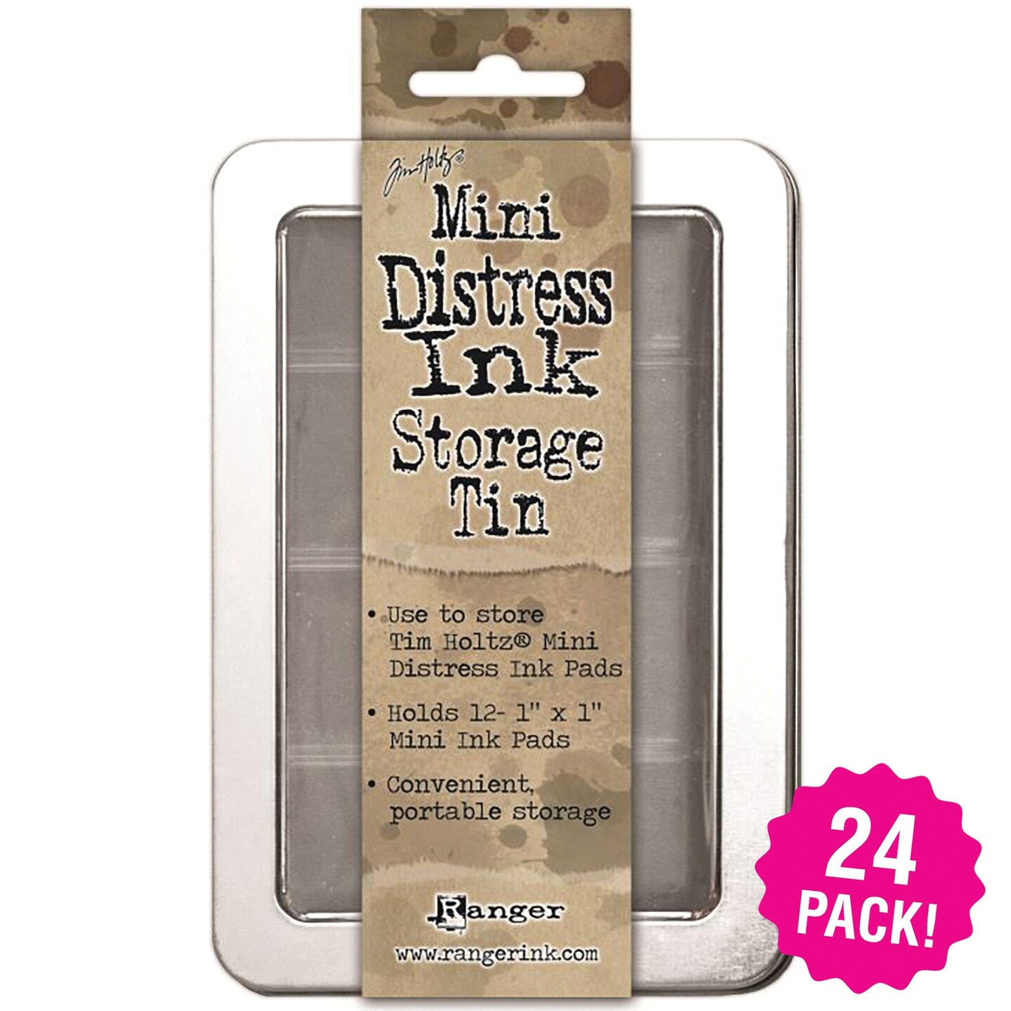 Multipack of 24 - Tim Holtz Mini Distress Ink Storage Tin-Holds 12