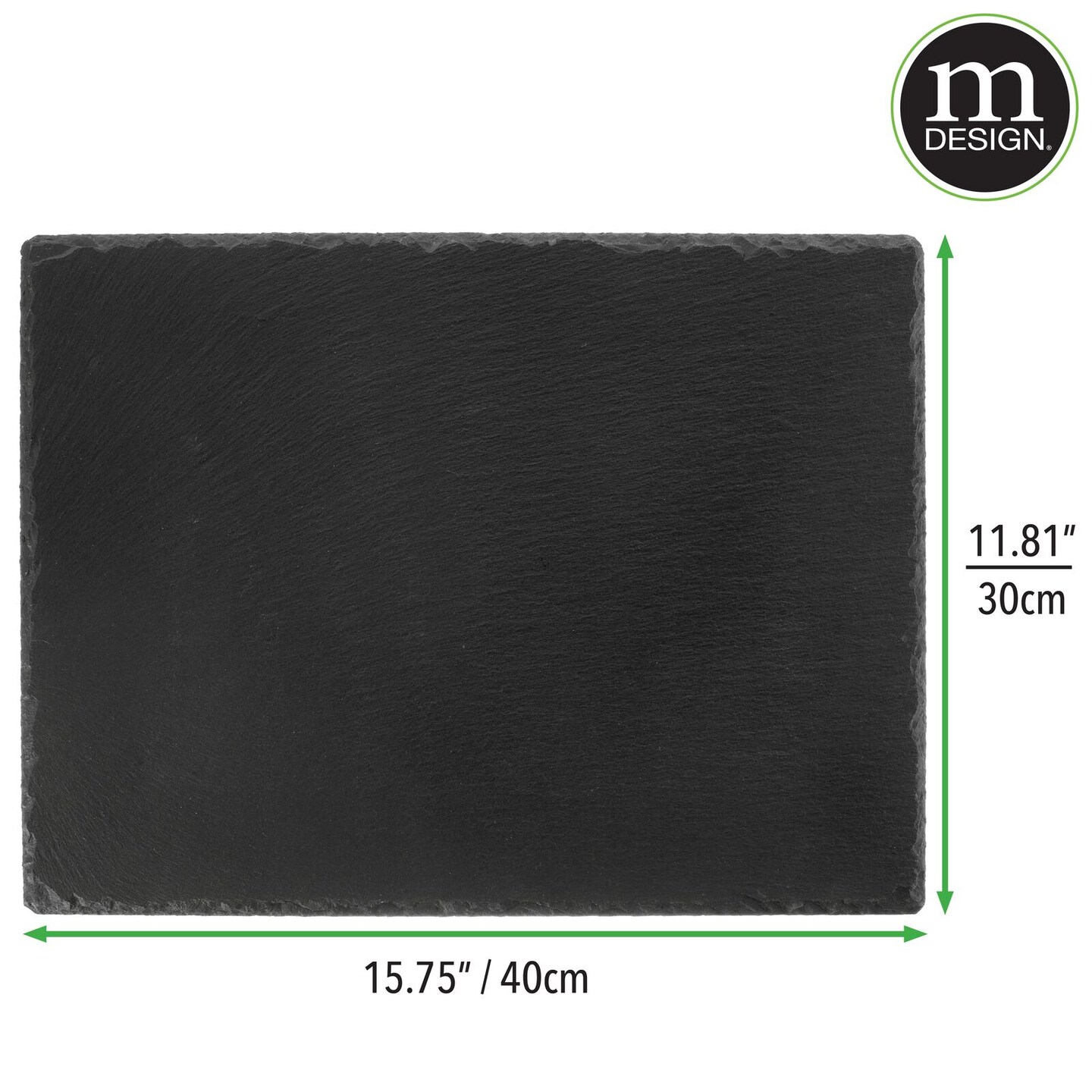 mDesign Slate Stone Serving Charcuterie Tray and Chalk Pencil, Food Board