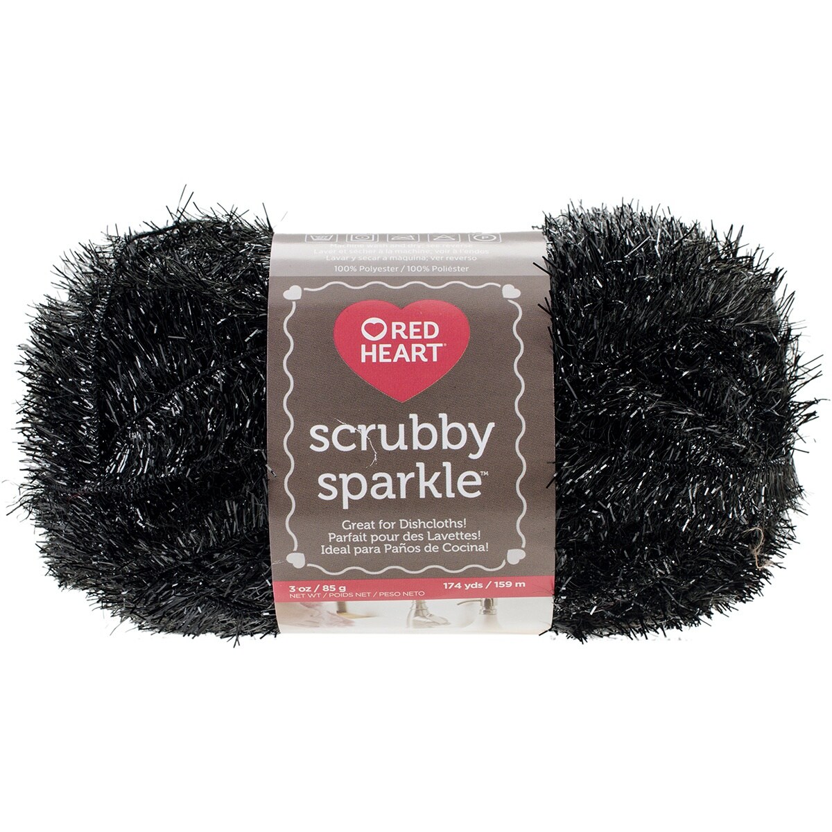 Multipack of 24 - Red Heart Scrubby Sparkle Yarn-Licorice