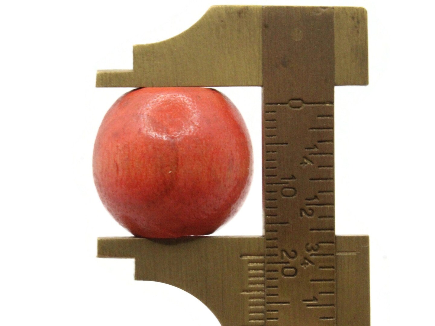 6 21mm x 19mm Red Orange Round Vintage Wood Large Hole Loose Beads