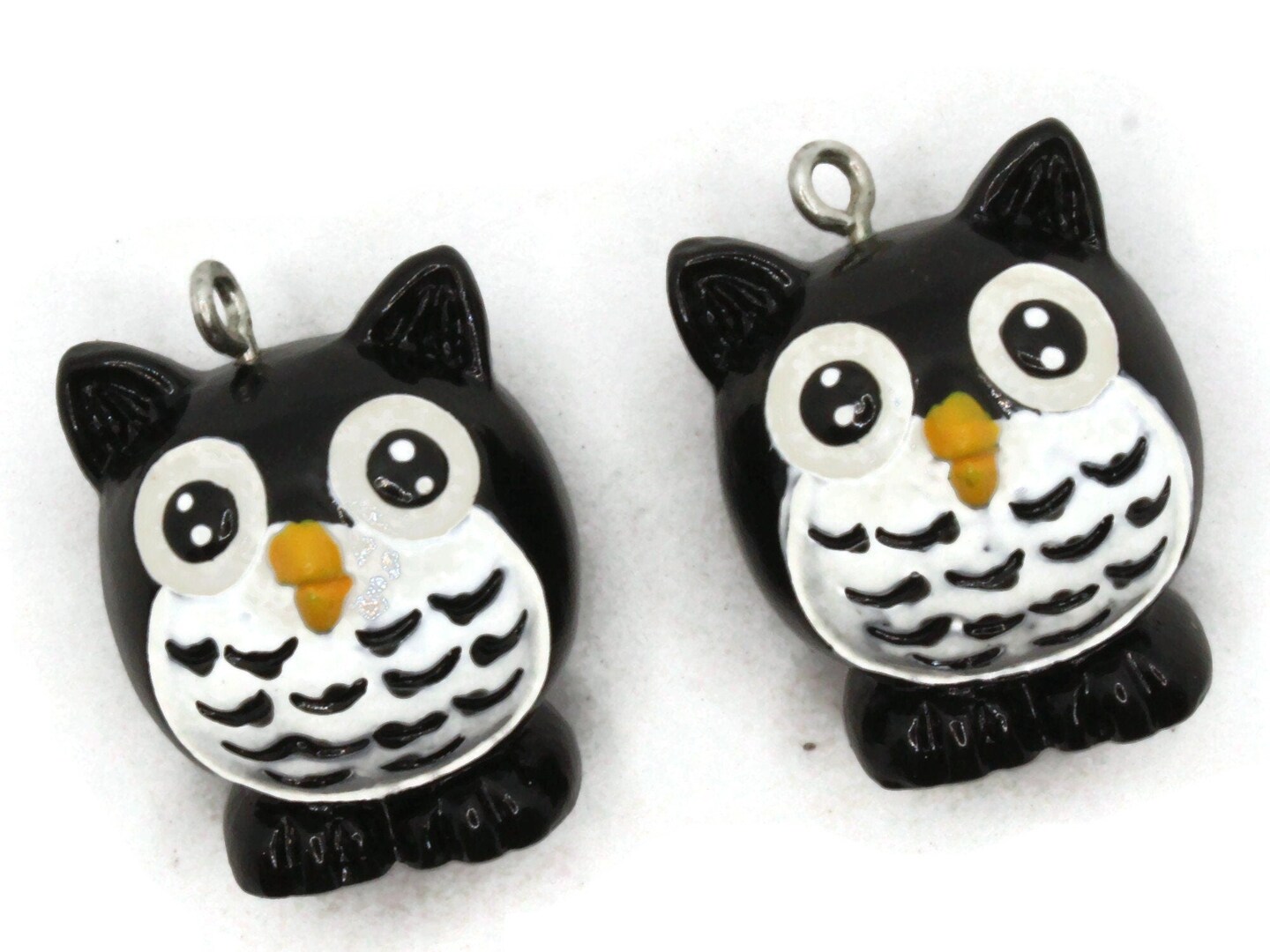 2 31mm Black Owl Resin Charms