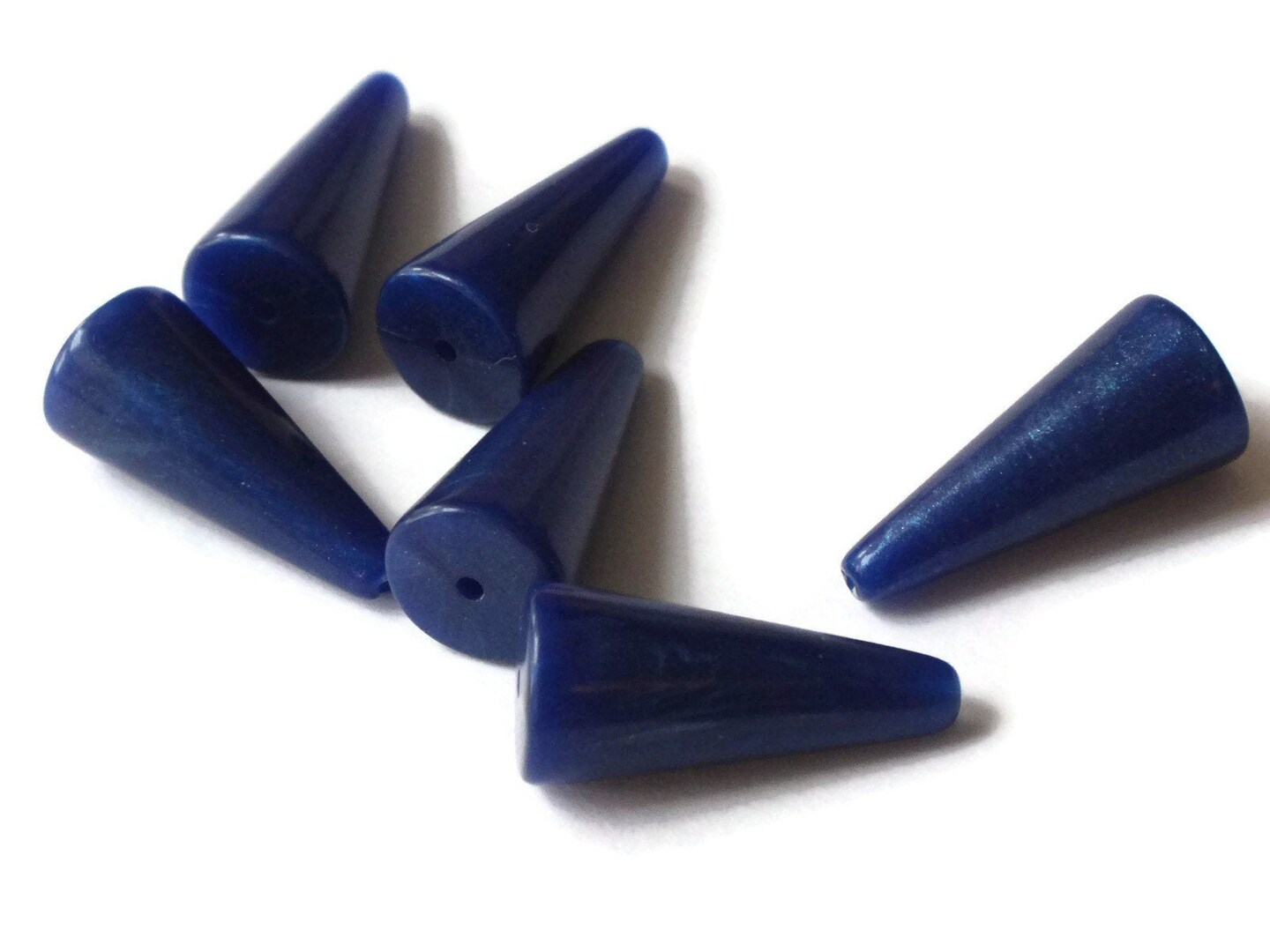 6 22mm Blue Cone Vintage Plastic Beads